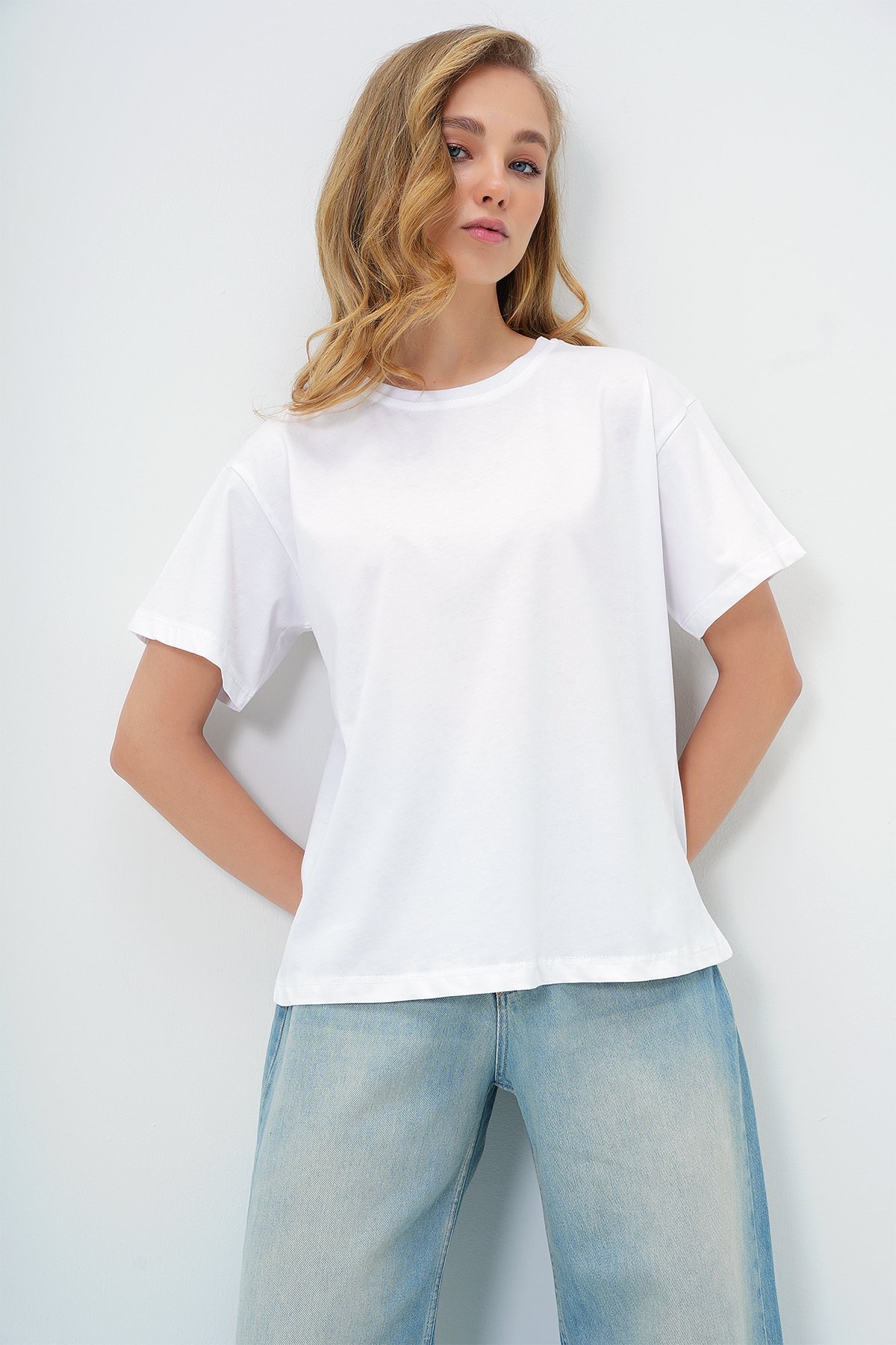 2'Lİ PAKET BİSİKLET YAKA BASİC T-SHIRT - BORDO-BEYAZ