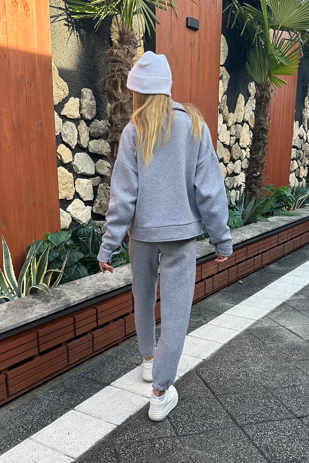 3 İplik İçi Şardonlu Ceket Ve Jogging Pantolon Takım - Gri