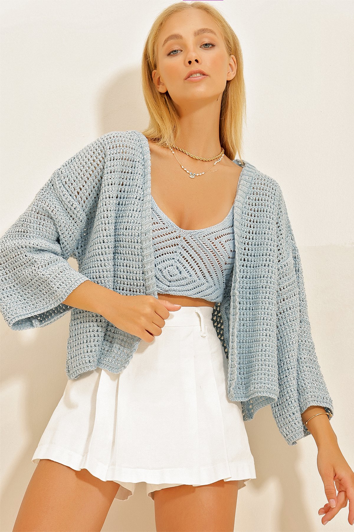 Ajurlu Hırka - Mavi