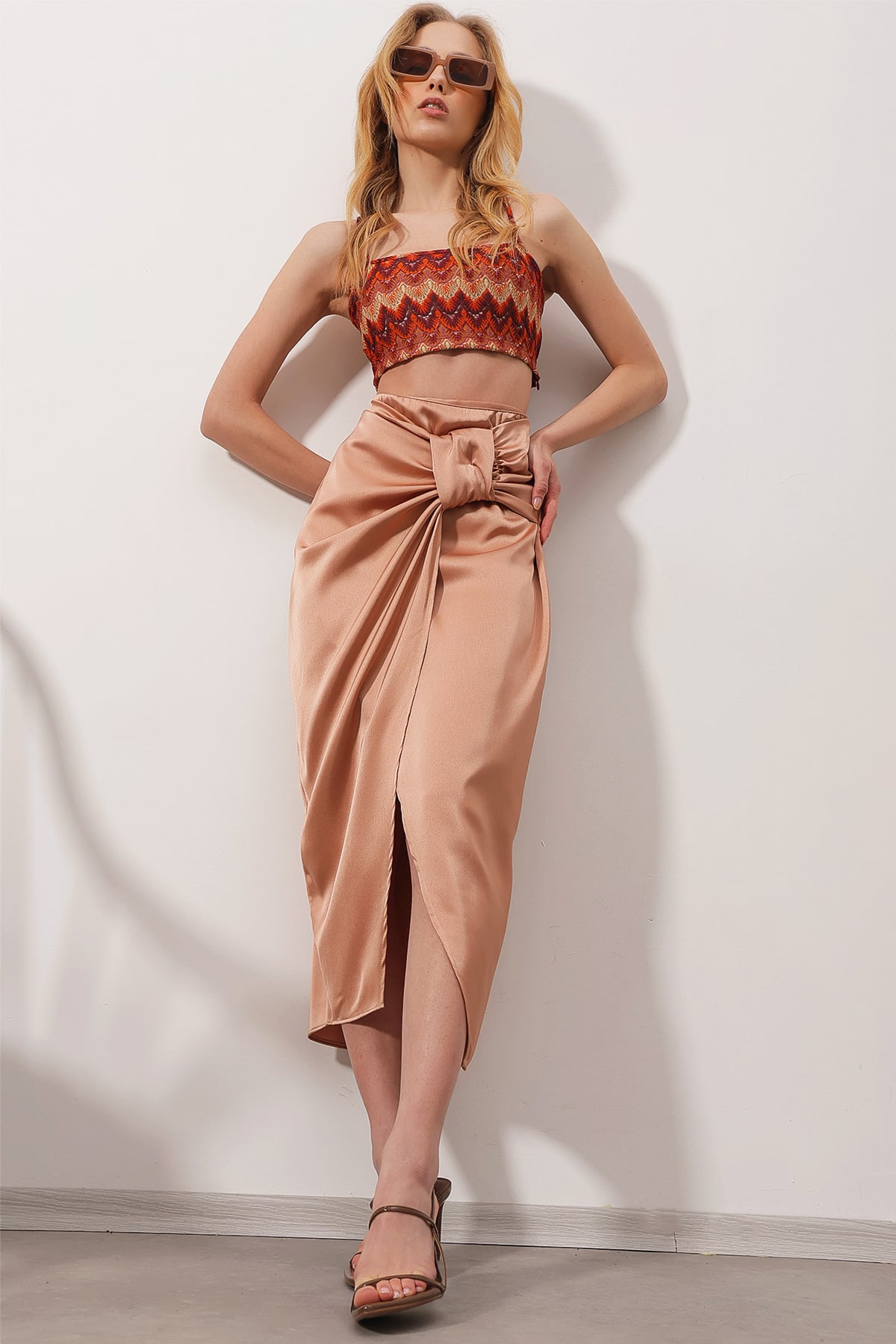 Anvelop Kesim Midiboy Saten Etek - Vizon