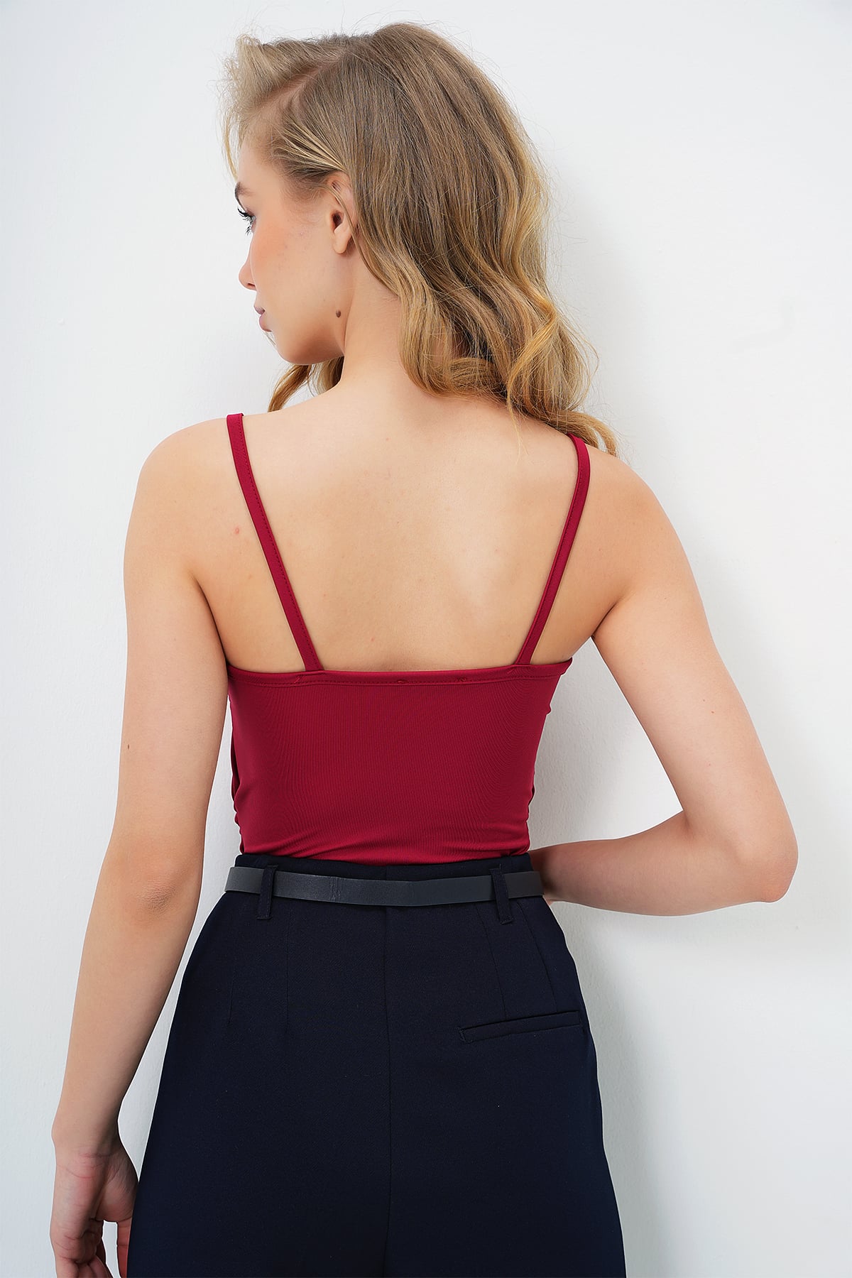 ASKILI DRAPE DETAYLI BODYSUIT - BORDO