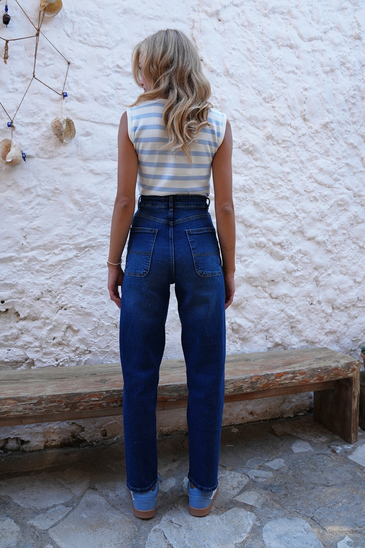 BAGGY FİT BALON KESİM JEAN PANTOLON - MAVİ