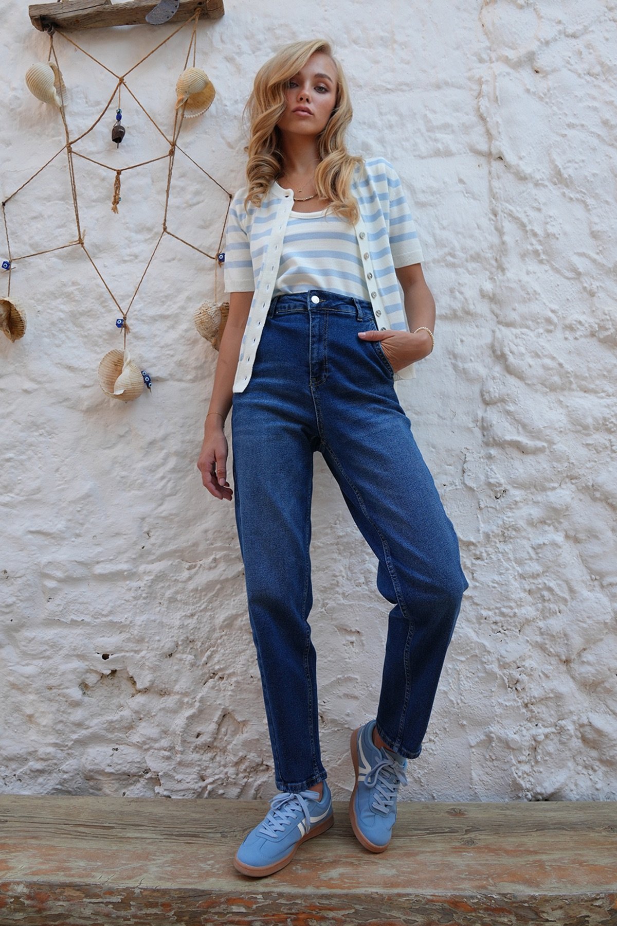BAGGY FİT BALON KESİM JEAN PANTOLON - MAVİ