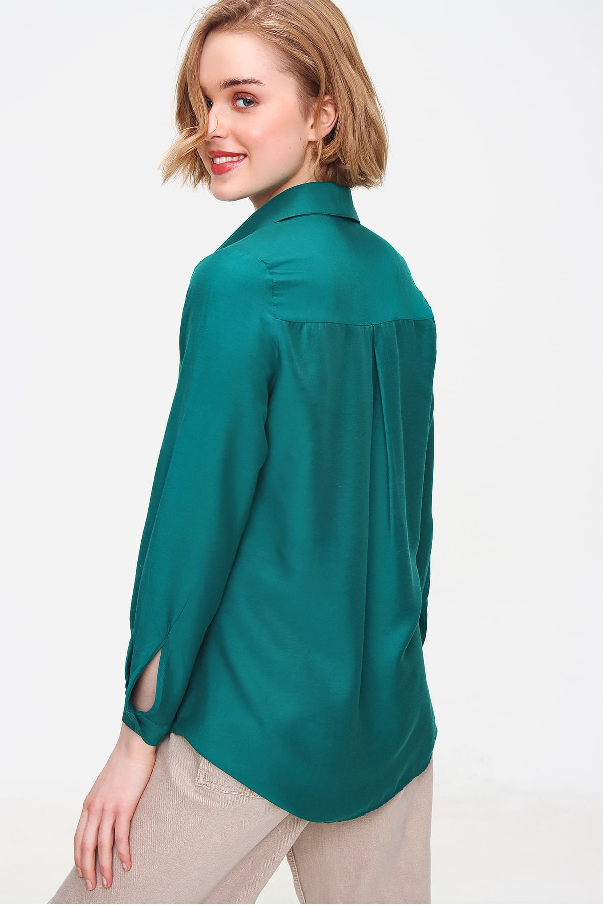 Basic Dokuma Gömlek - Ceviz Yeşili