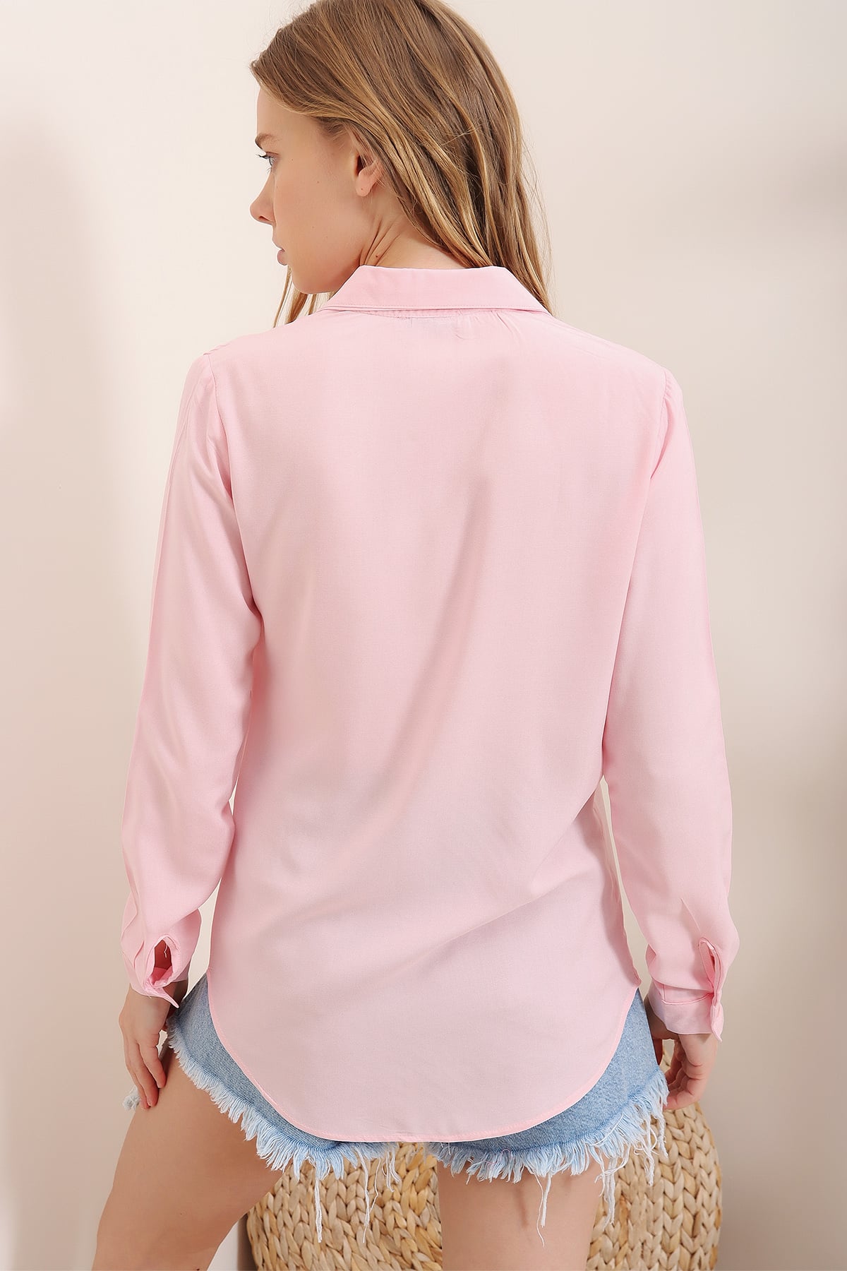 Basic Dokuma Gömlek - Pembe