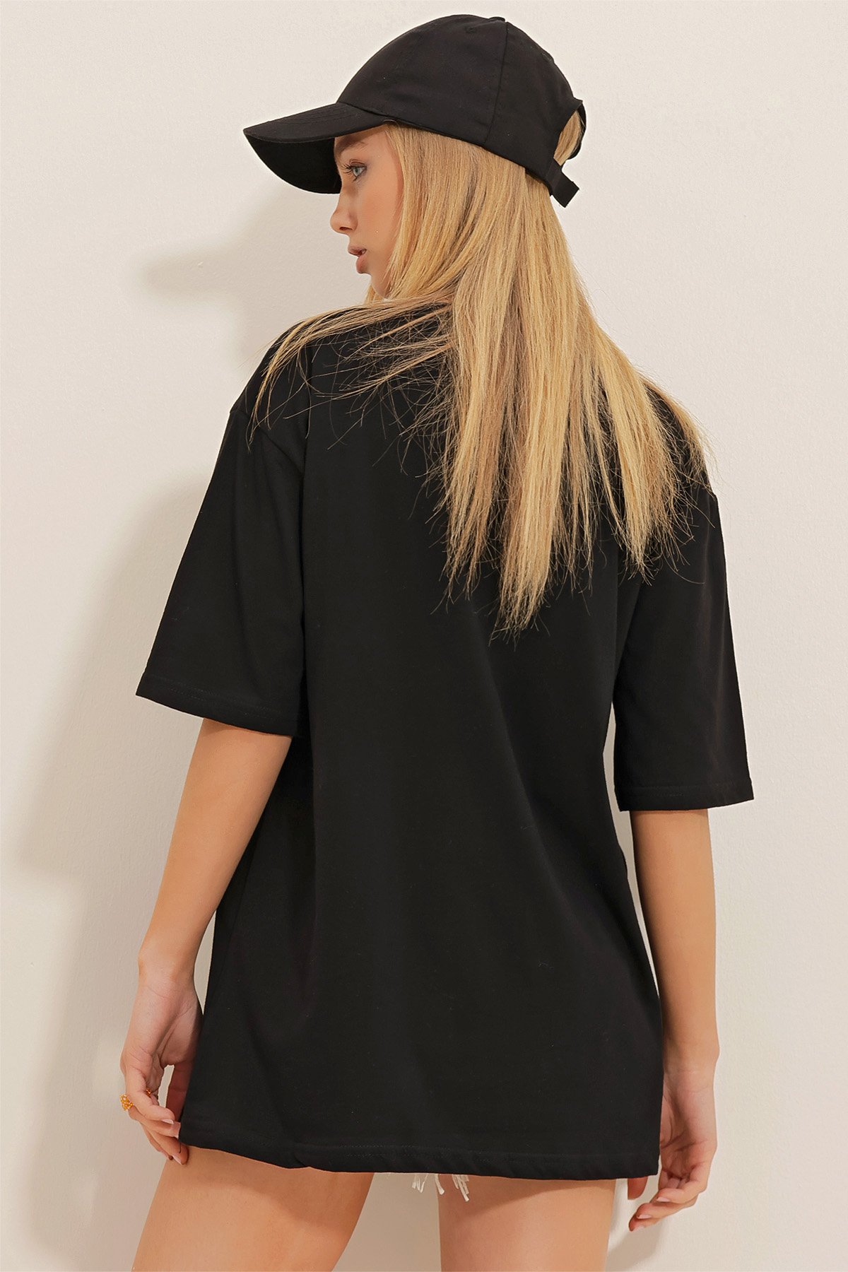 Baskılı Oversize T-Shirt - Beyaz