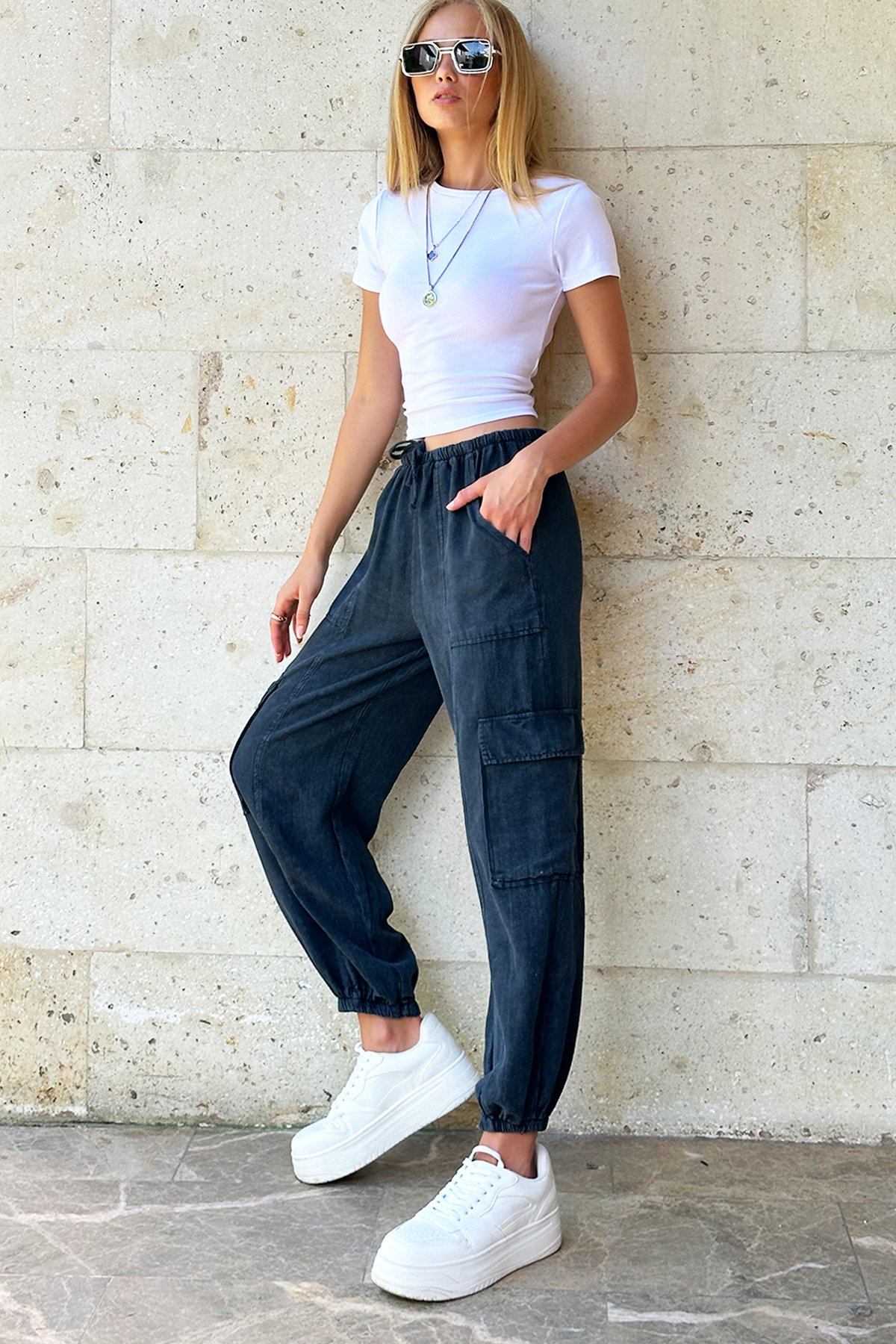 Beli Lastikli Kargo Jogger Pantolon - Antrasit