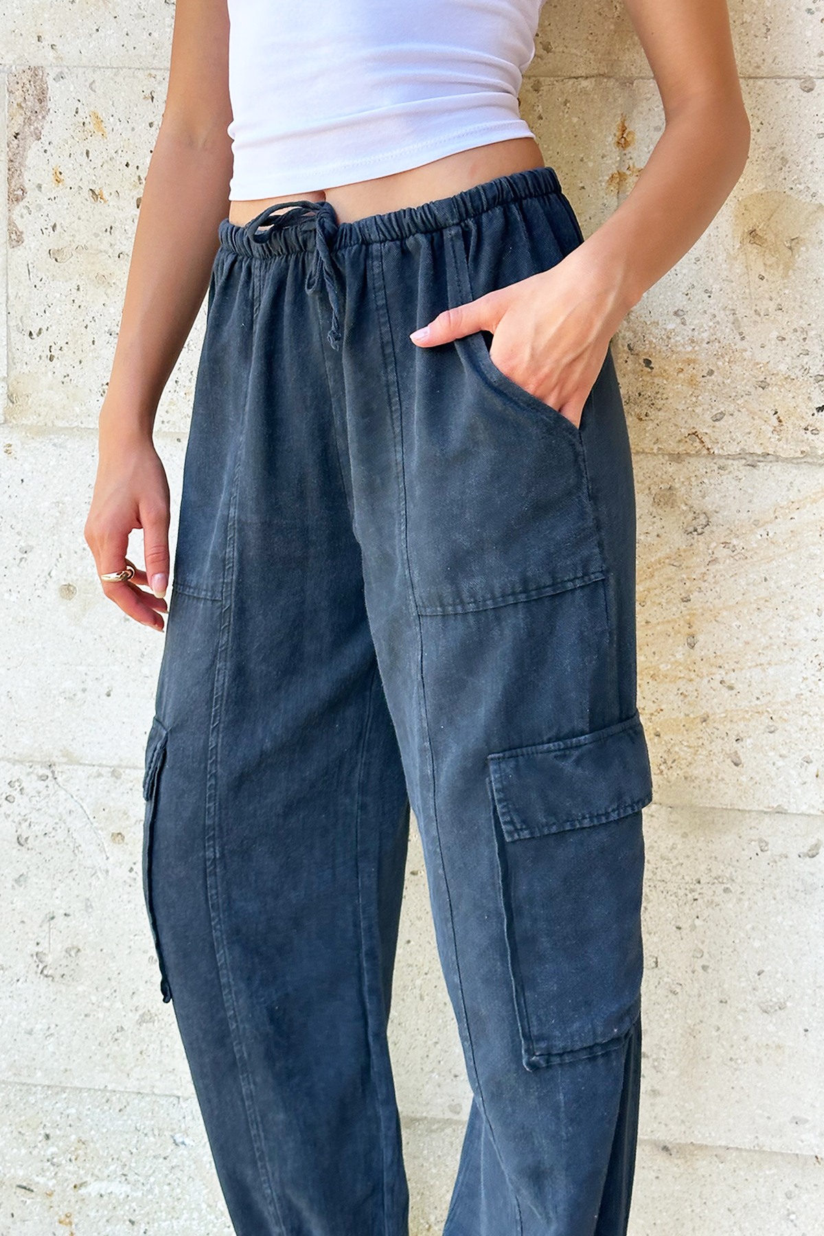 Beli Lastikli Kargo Jogger Pantolon - Antrasit