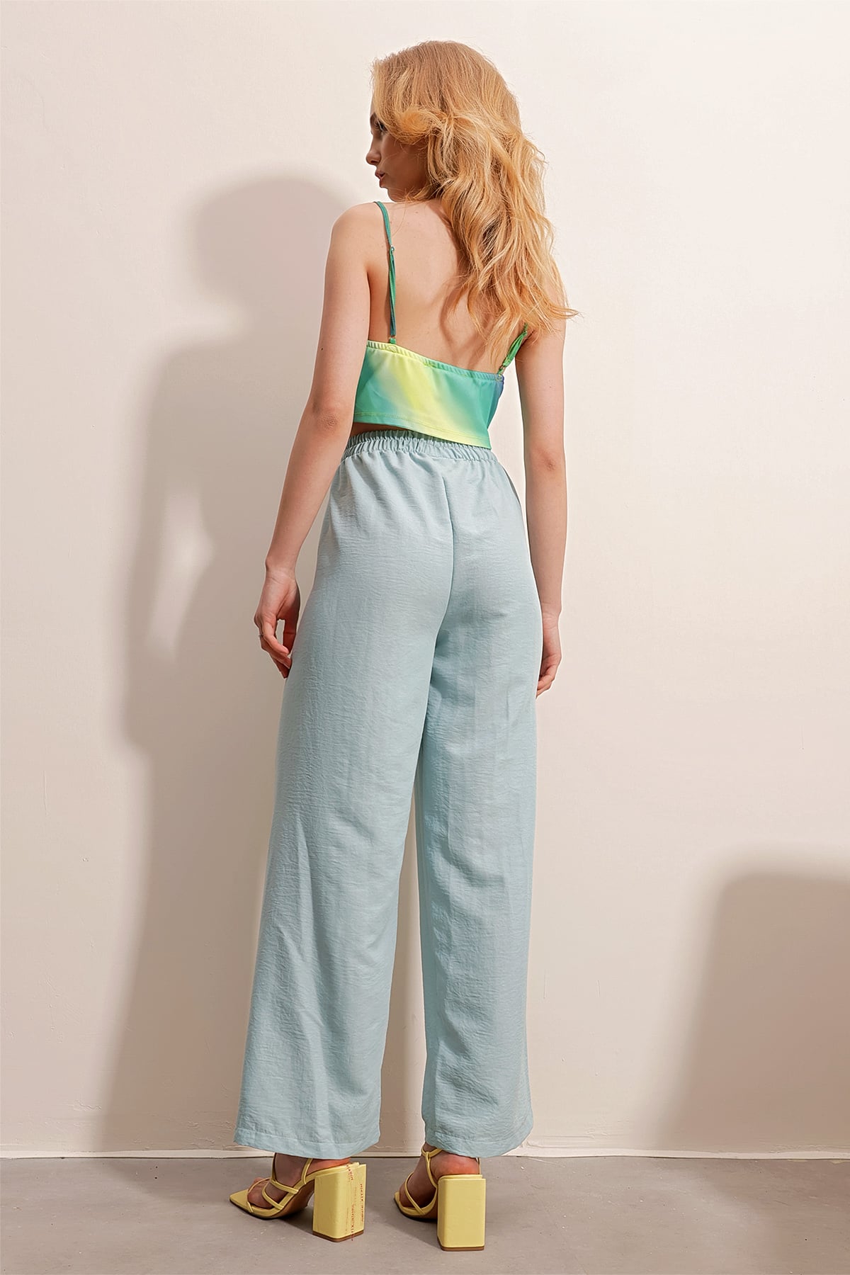 Beli Lastikli Rahat Kesim Aerobin Pantolon - Mint