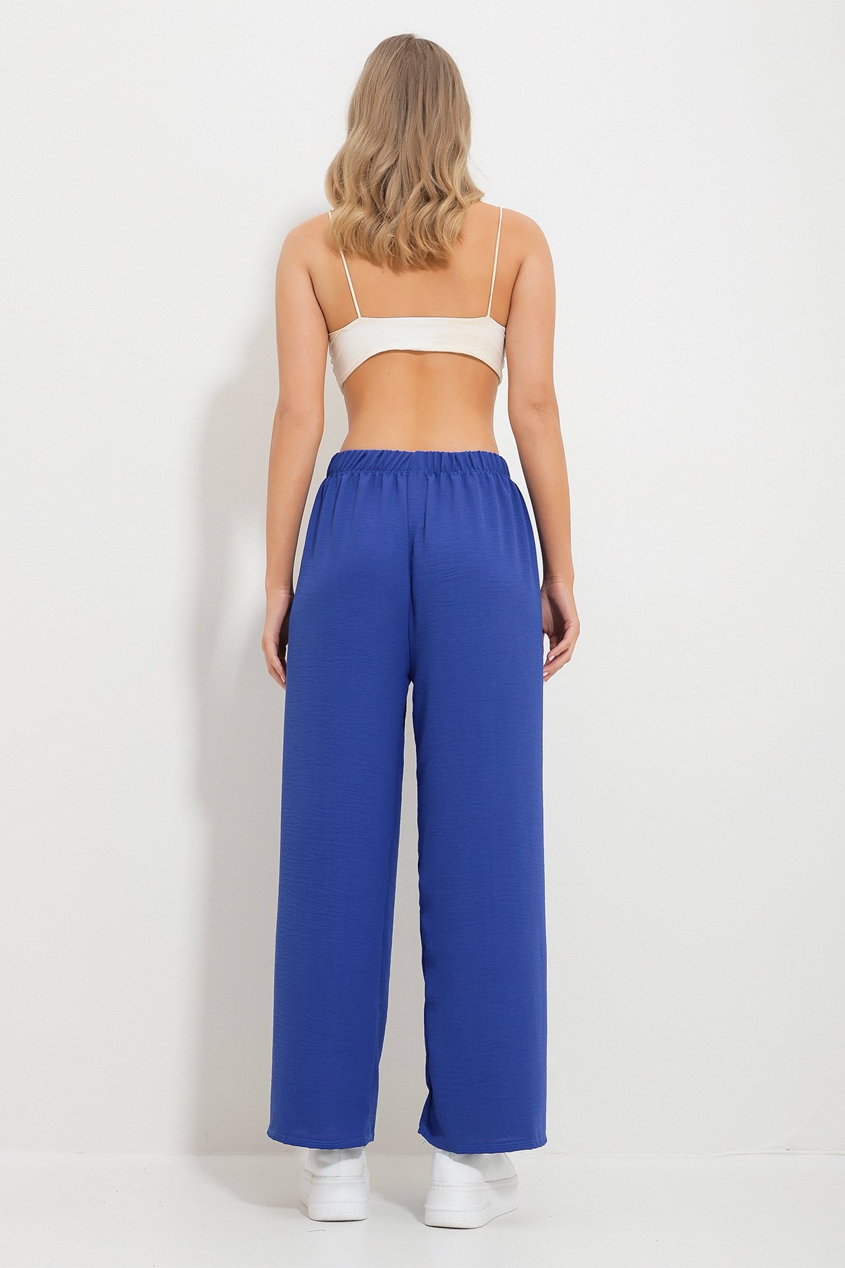Beli Lastikli Rahat Kesin Aerobin Pantolon - Saks Mavisi