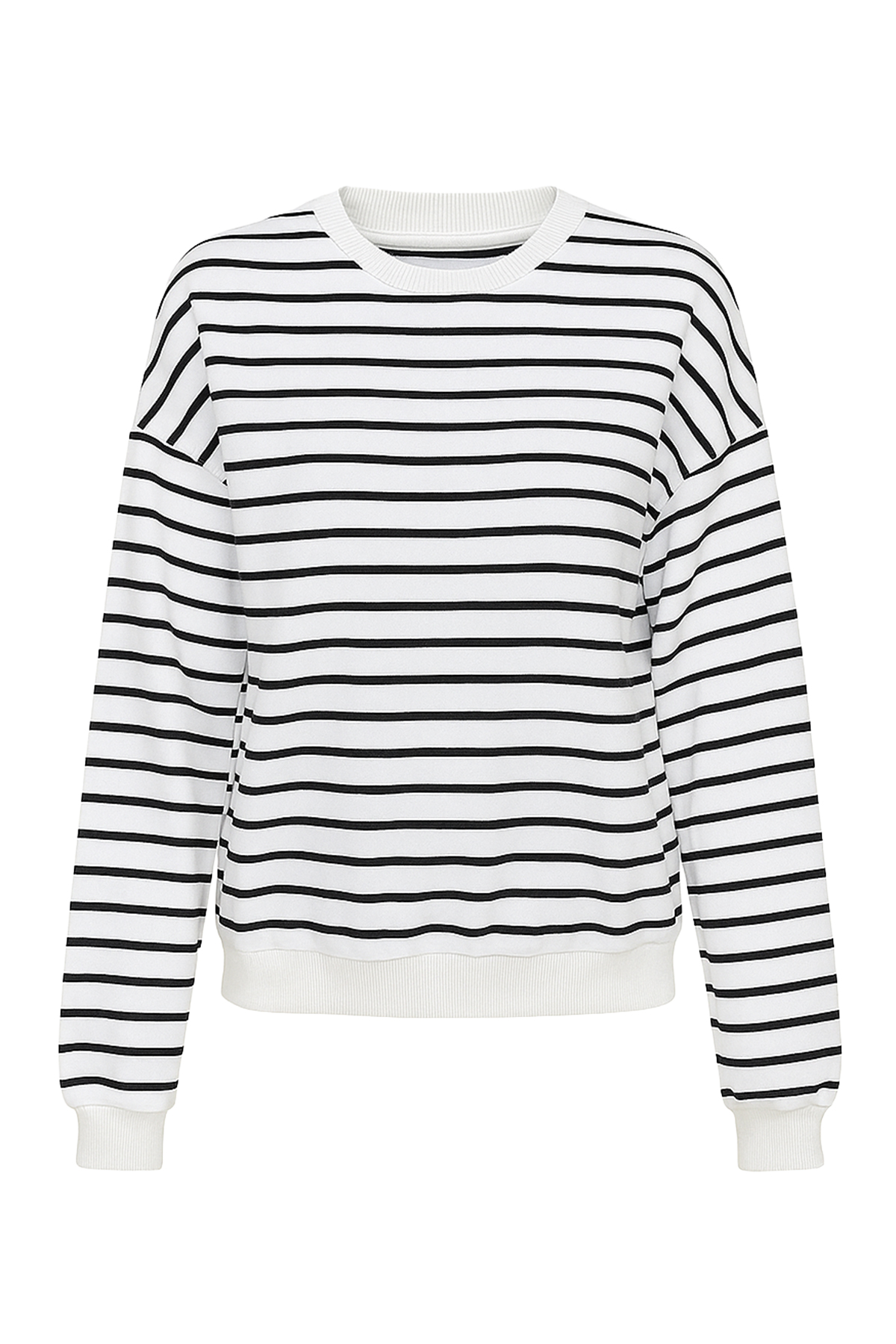 Bisiklet Yaka Çizgili Mevsimlik Oversize Sweatshirt - Siyah