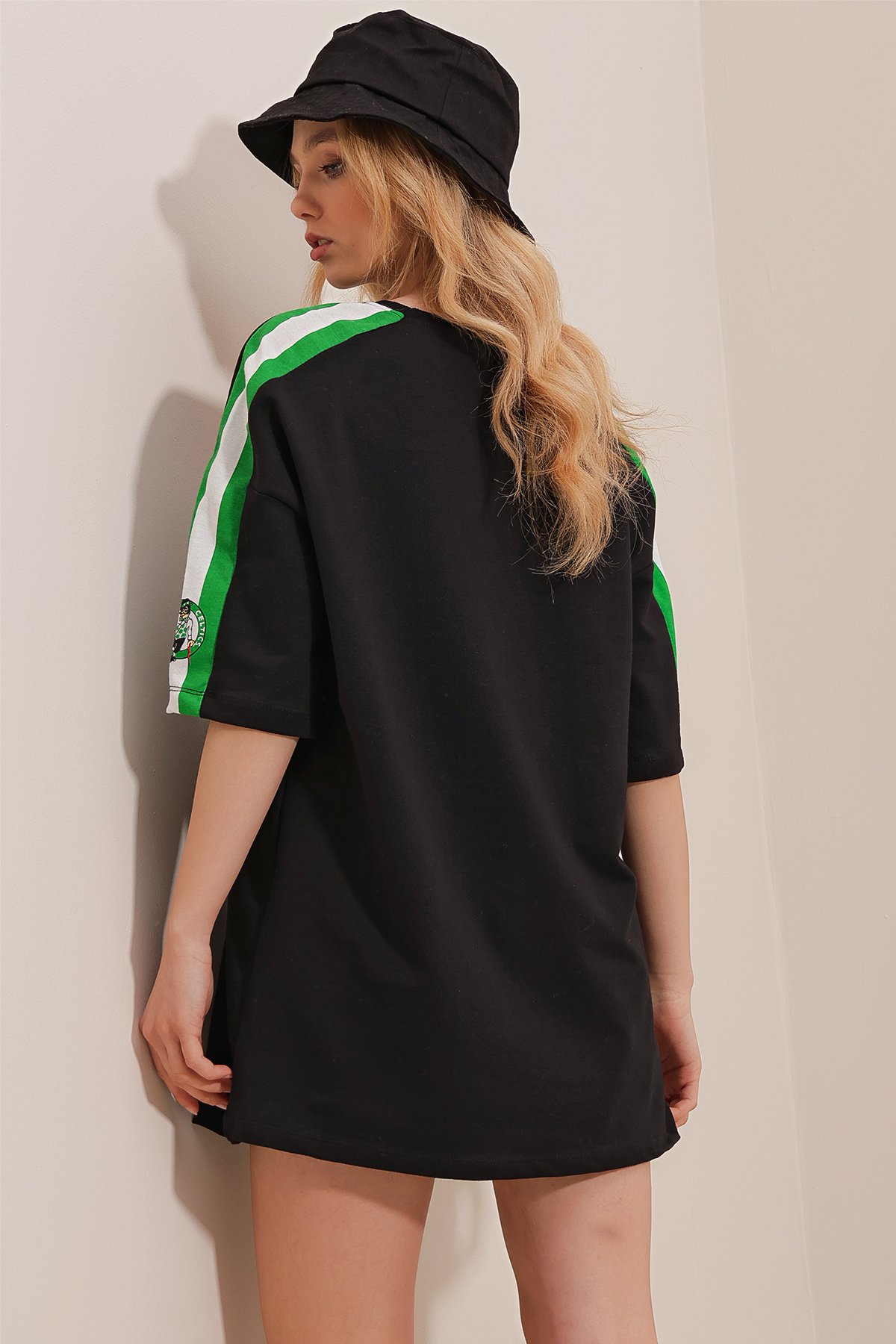 Bisiklet Yaka Dijital Baskılı İki İplik Oversize Unisex T-Shirt - Siyah