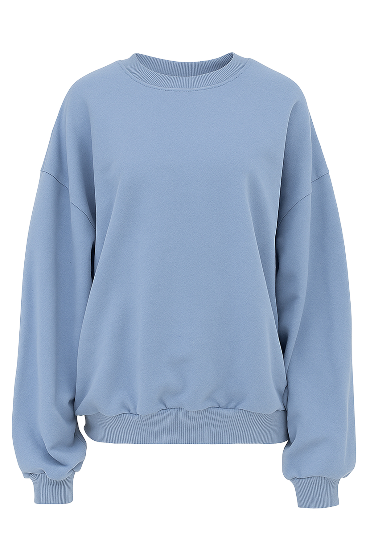 Bisiklet Yaka Oversize Basic Sweatshirt - Gök Mavi