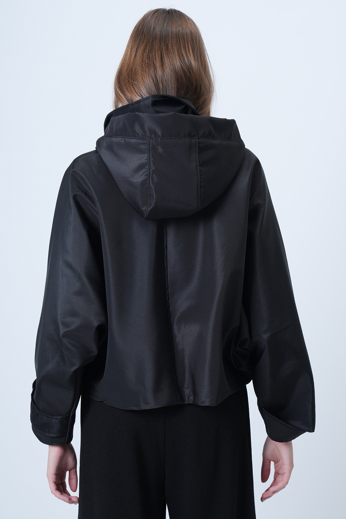 Çift Ceplidüğme Kapamalı Kısa Trençkot - SİYAH