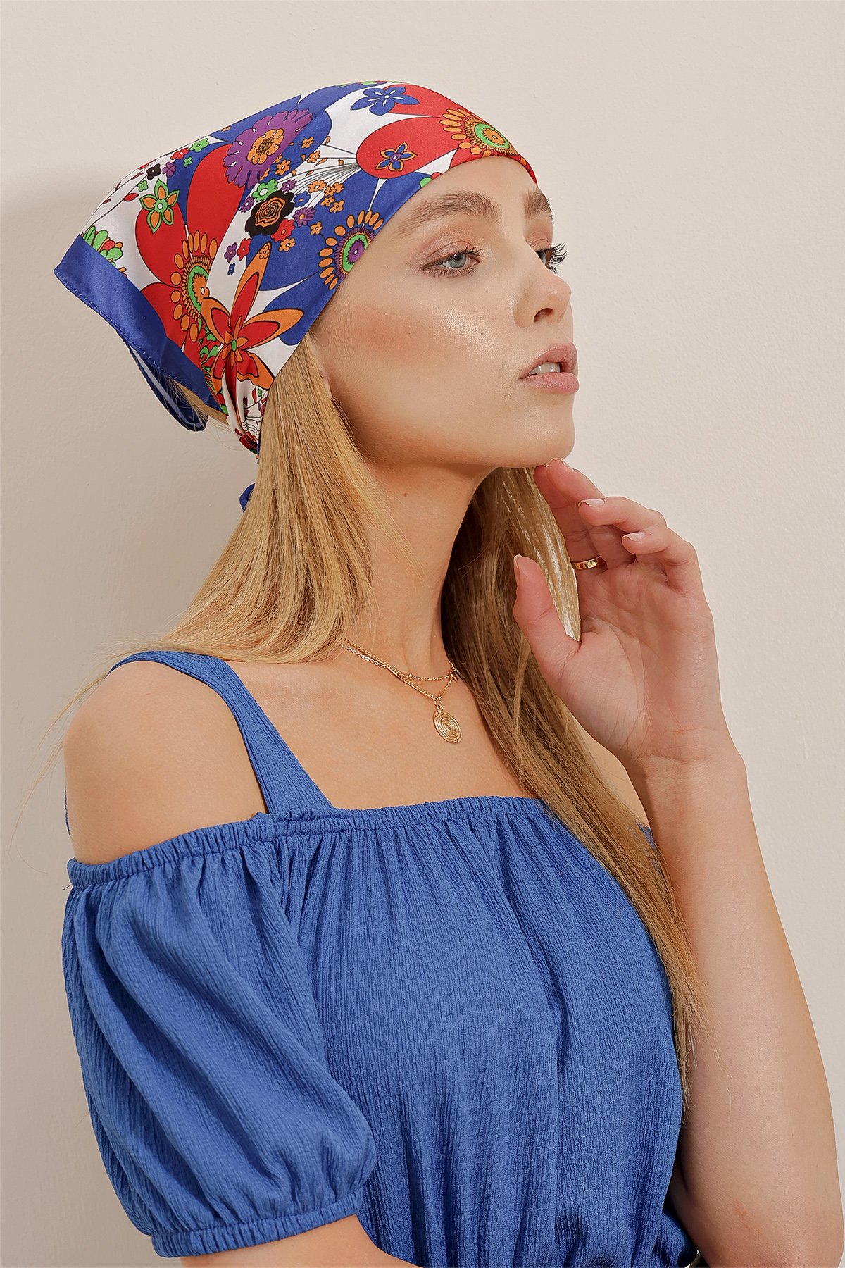 Desenli Bandana - Saks