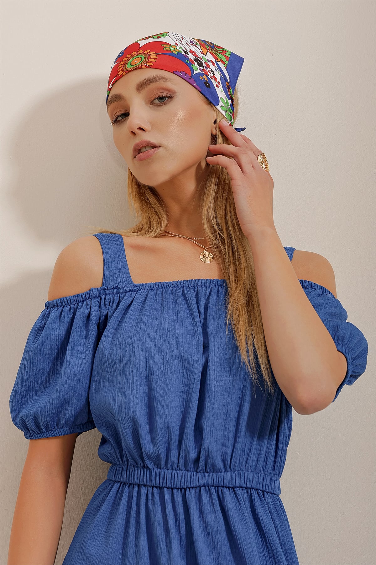 Desenli Bandana - Saks