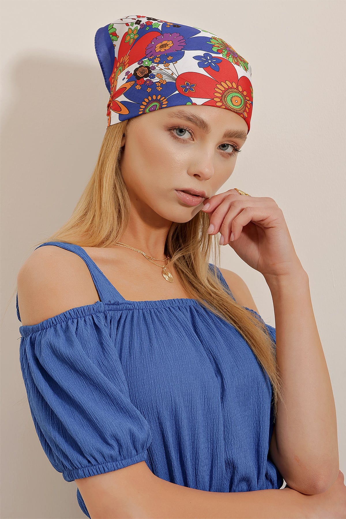 Desenli Bandana - Saks