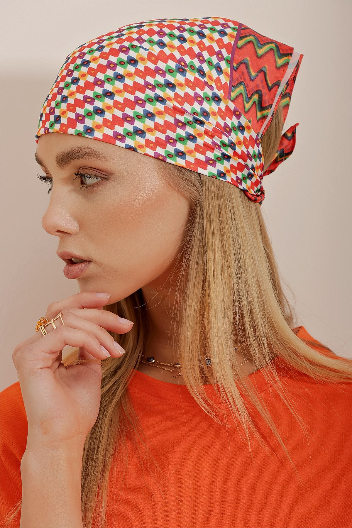 Desenli Bandana - Turuncu