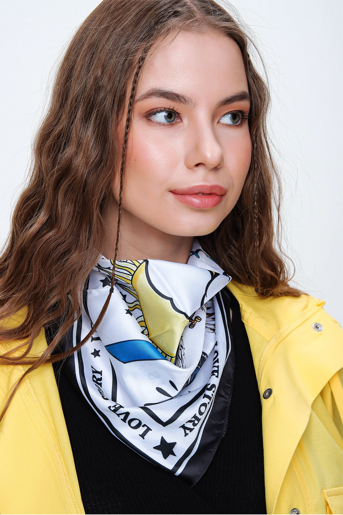 Desenli Fular - Beyaz