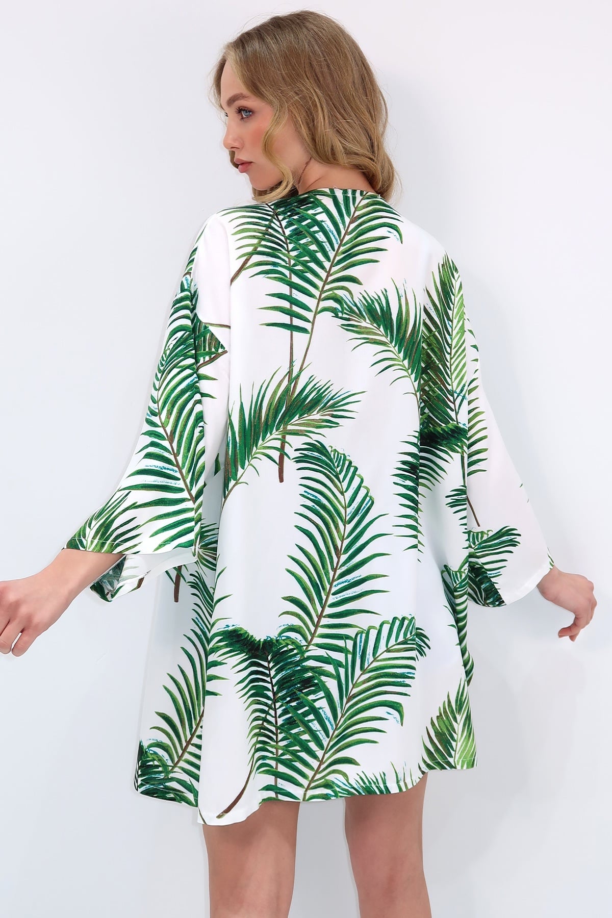Desenli Kimono Ceket - Yeşil