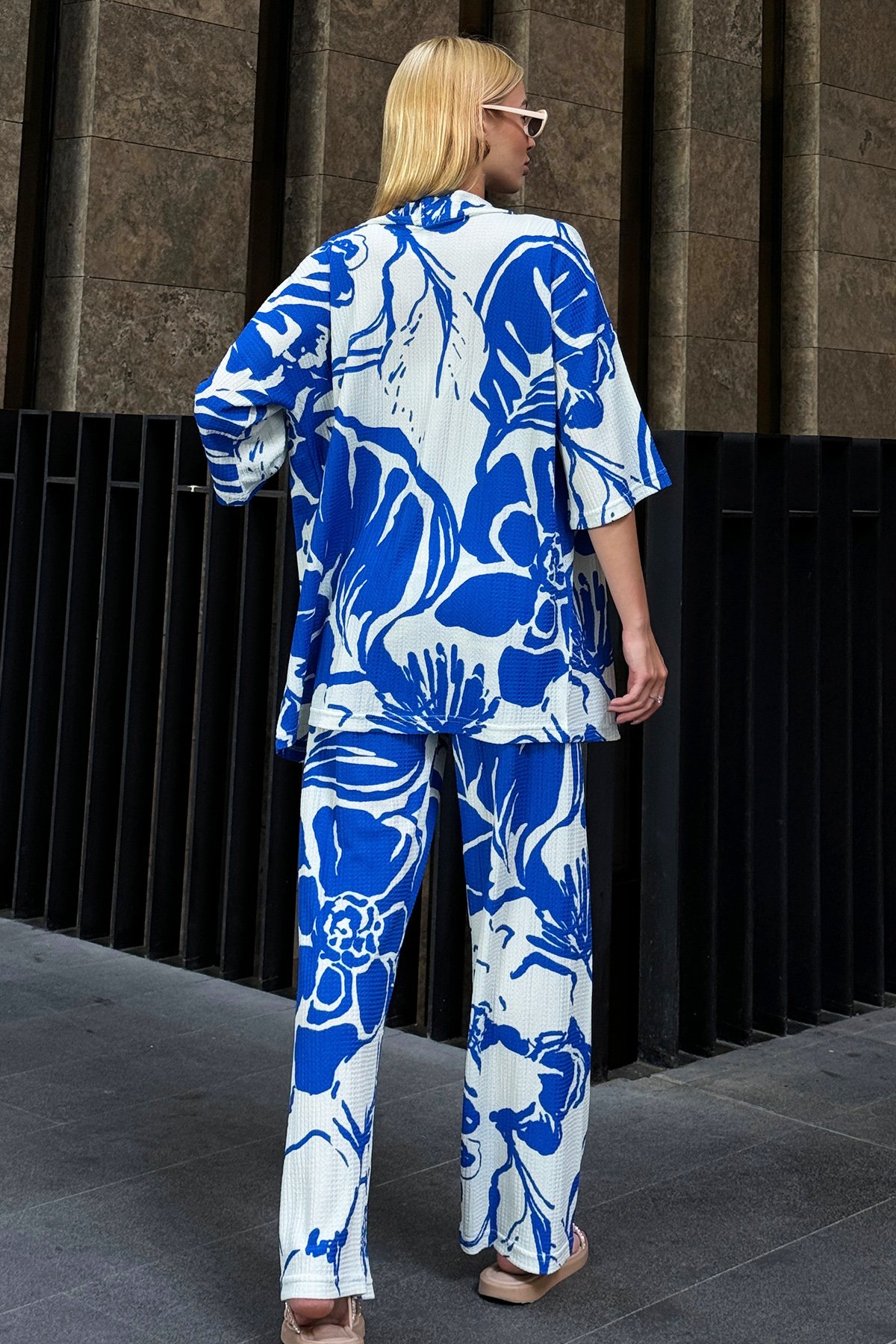 Desenli Kimono Takım - Saks