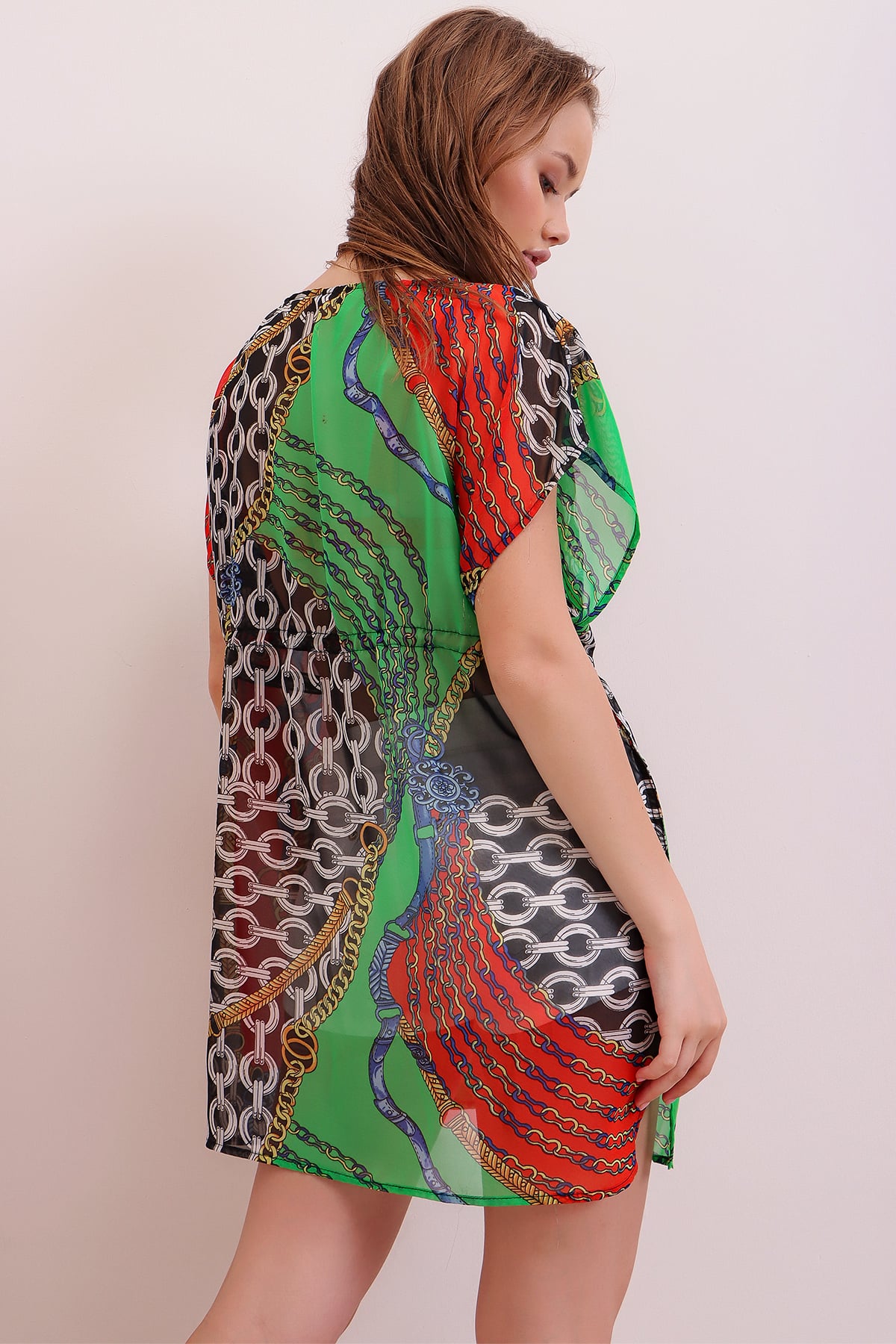 Desenli Kimono - Yeşil