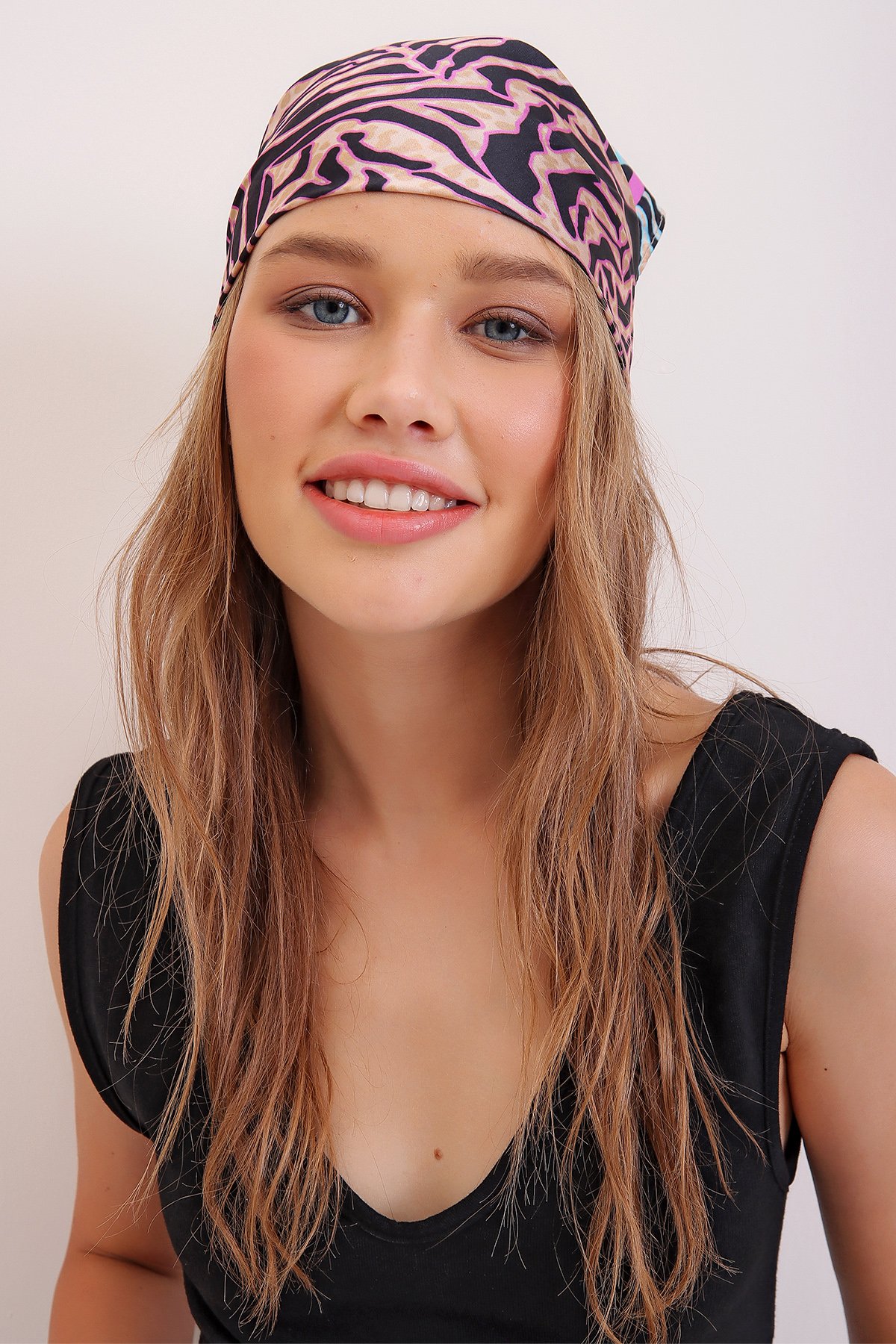 Desenli Saç Aksesuarı Bandana - Fuşya