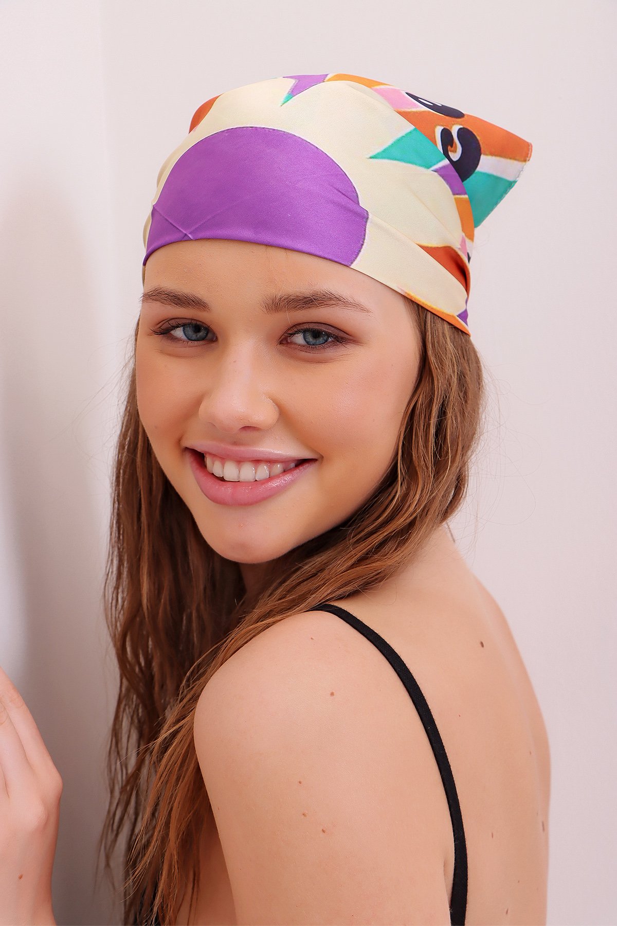 Desenli Saç Aksesuarı Bandana - Lila