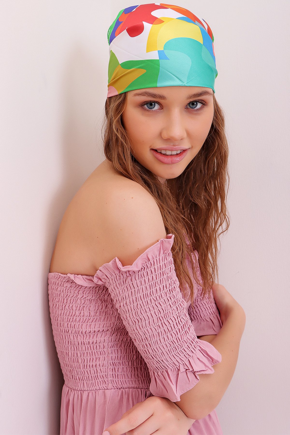 Desenli Saç Aksesuarı Bandana - Yeşil