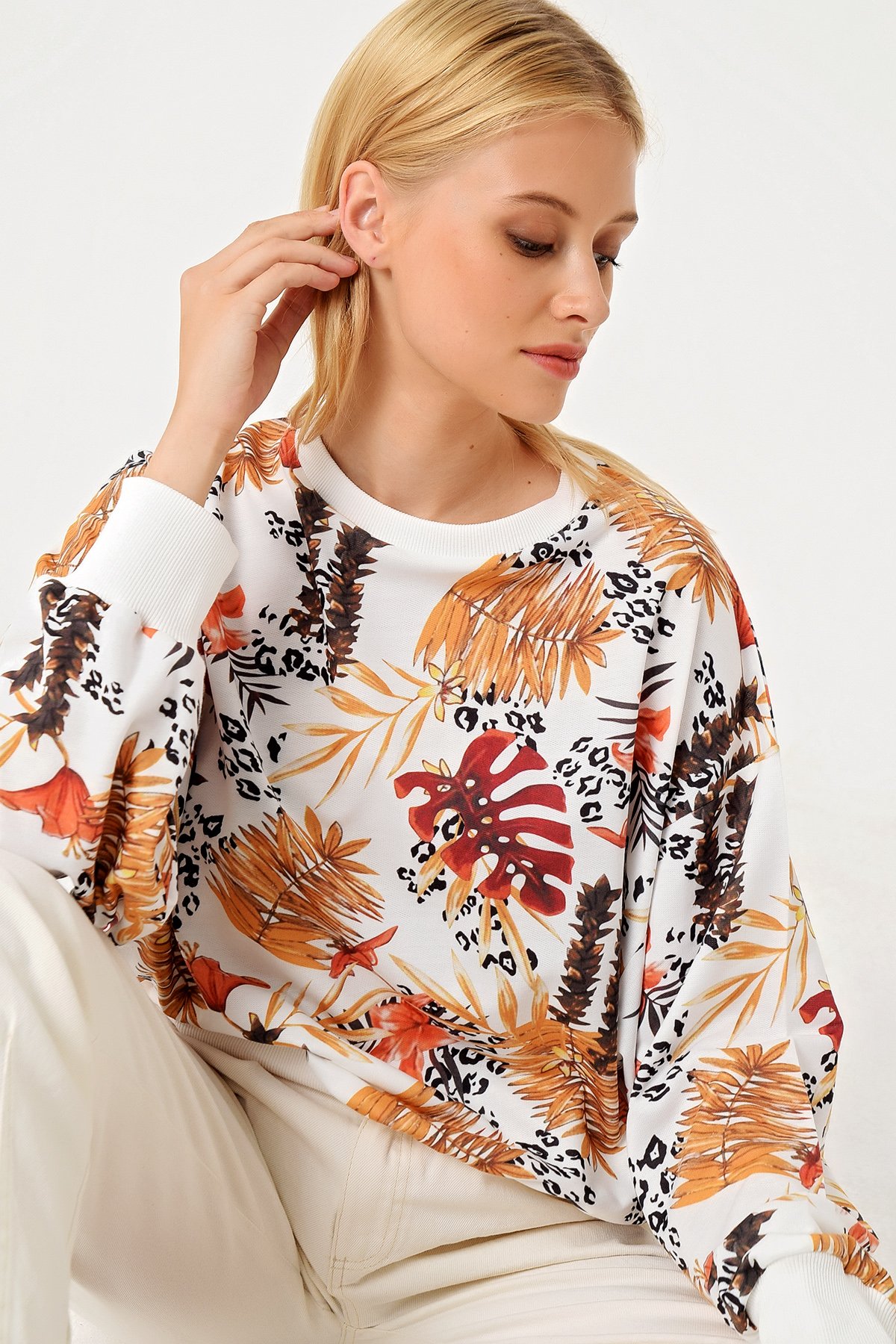 Dıgtal Baskılı  Sweatshırt - Hardal