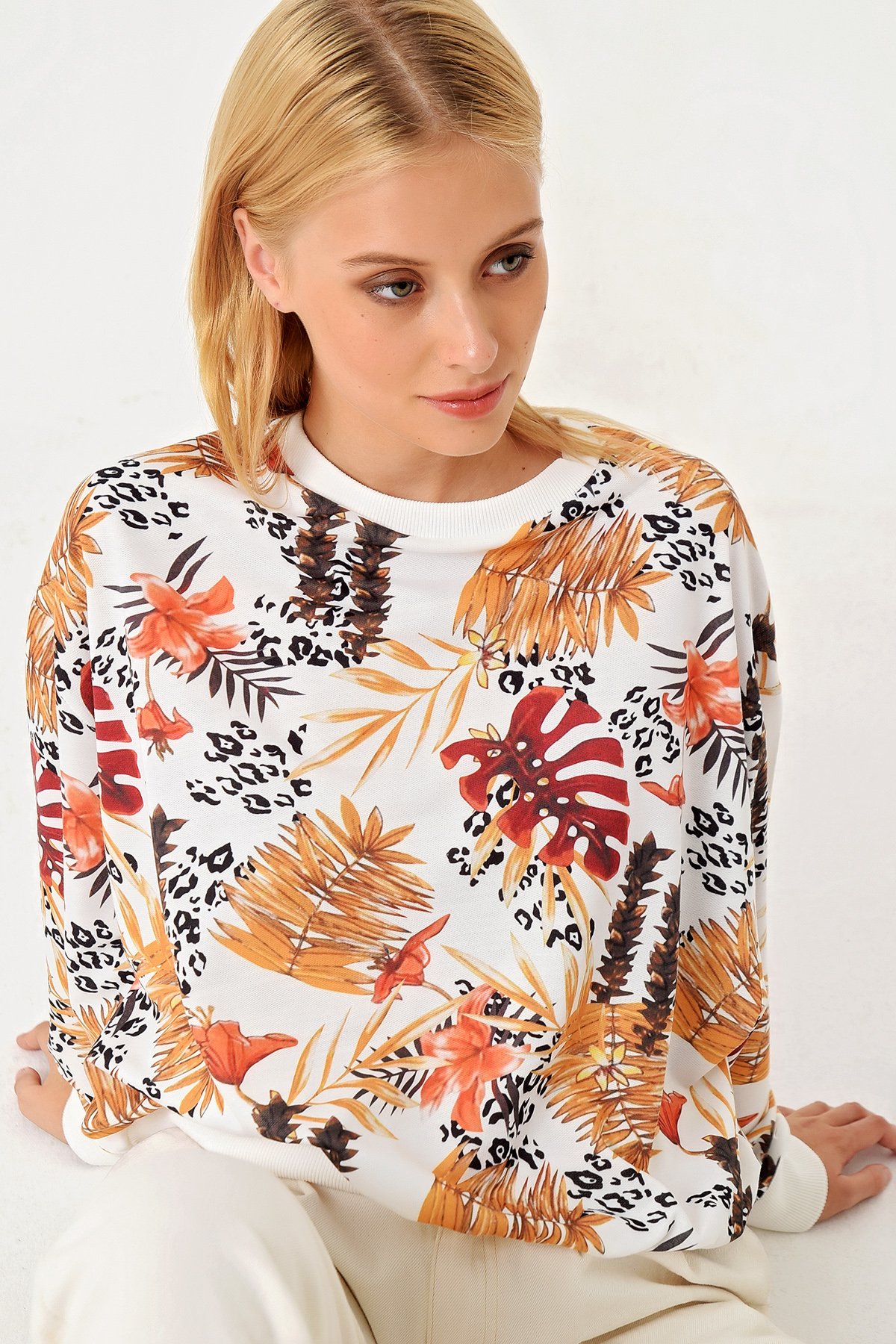 Dıgtal Baskılı  Sweatshırt - Hardal