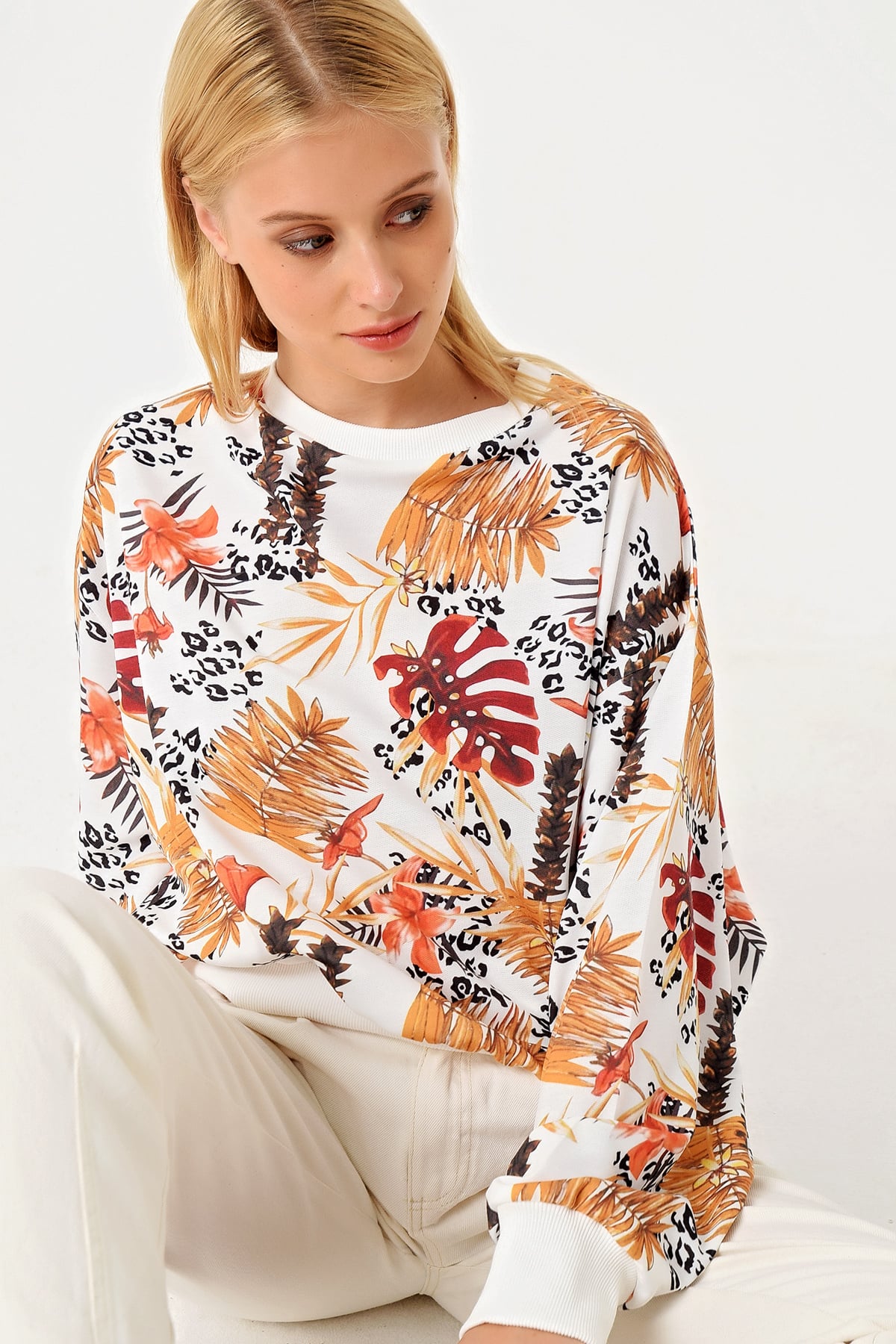 Dıgtal Baskılı  Sweatshırt - Hardal