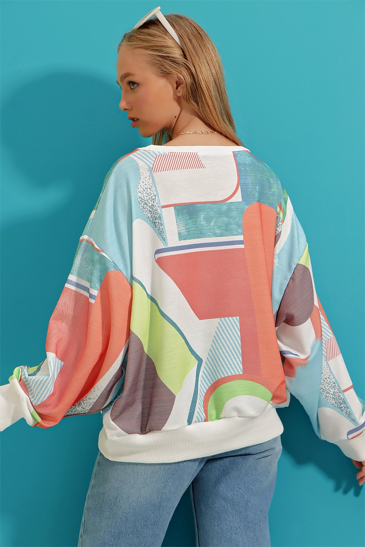 Dijital Baskılı Oversize Sweatshirt - Mix