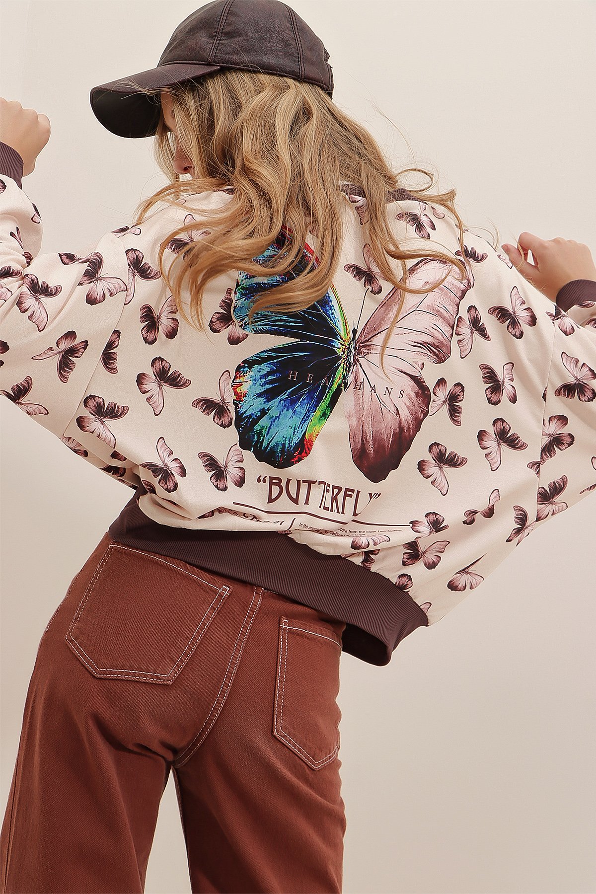 Dijital Baskılı Sweatshirt - Taş