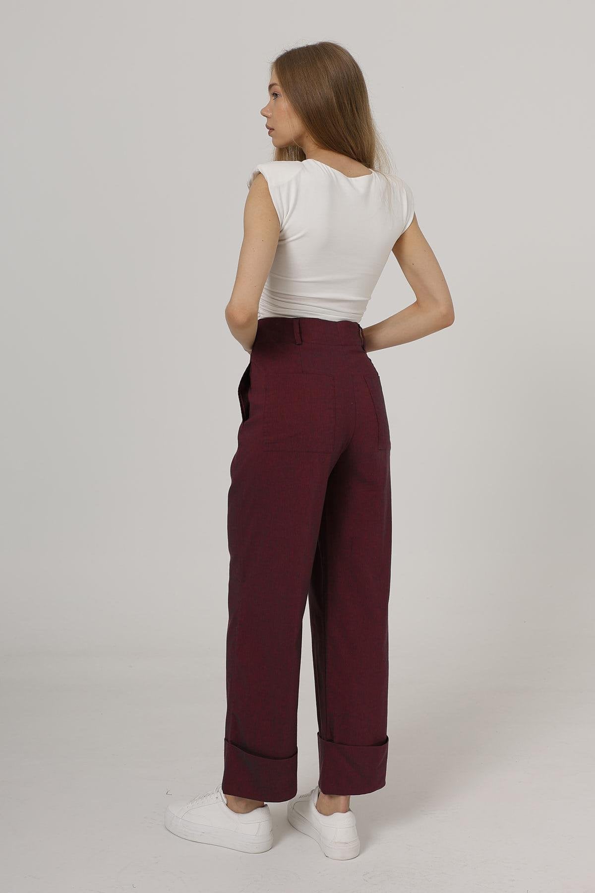 Duble Paça Pantolon - Bordo