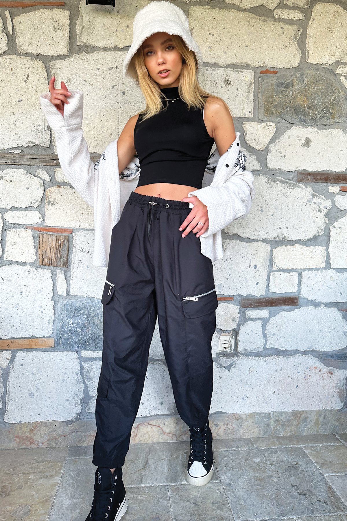 Fermuar Detaylı Jogging Pantolon - Siyah