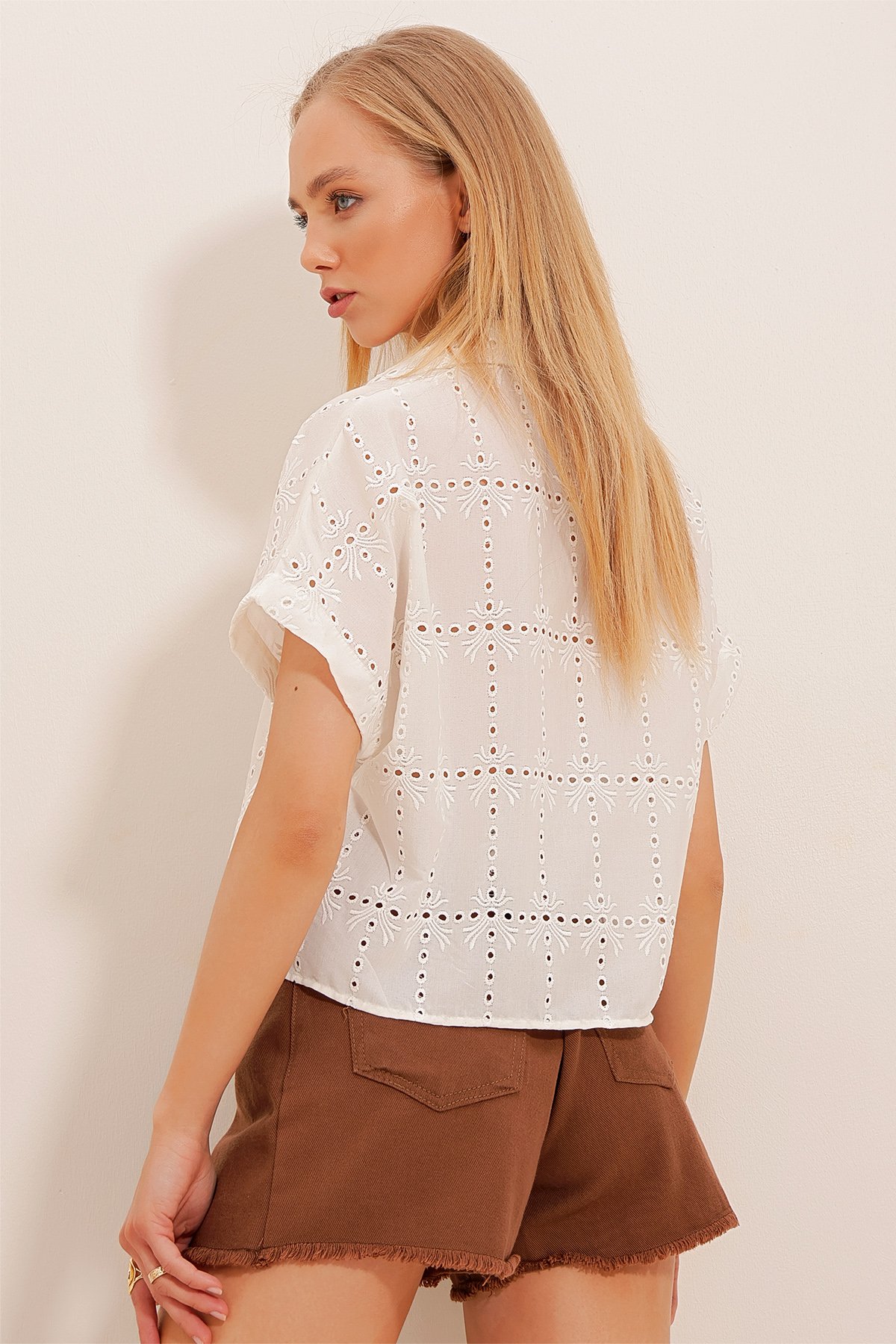 Fisto Crop Gömlek - Krem