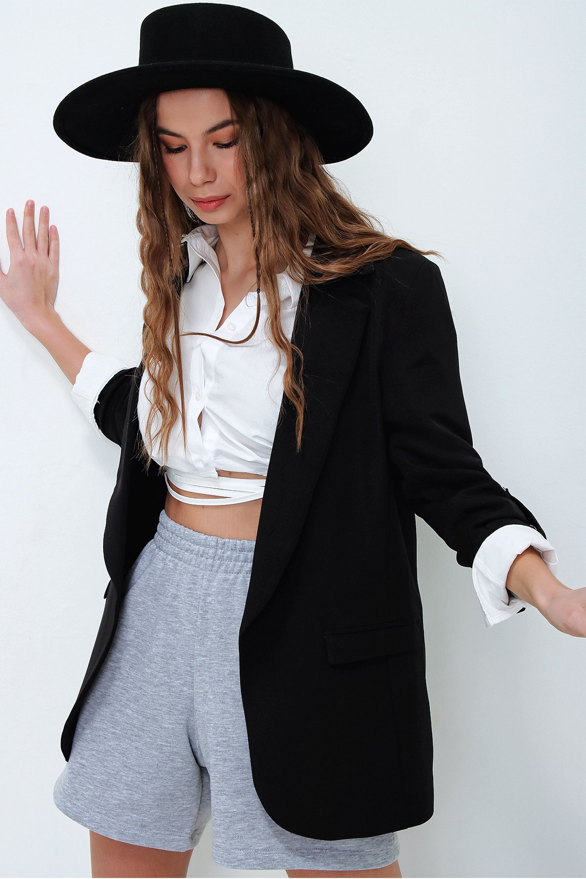 İçi Astarlı Düğme Detaylı Blazer Ceket - Siyah