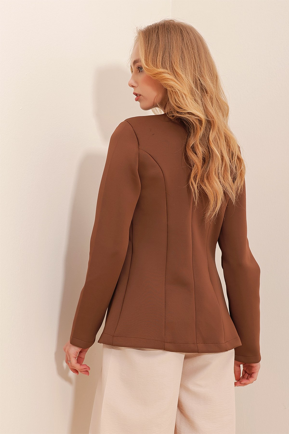 İçi Astarlı Pensli Slim Fit Ceket - Kahve