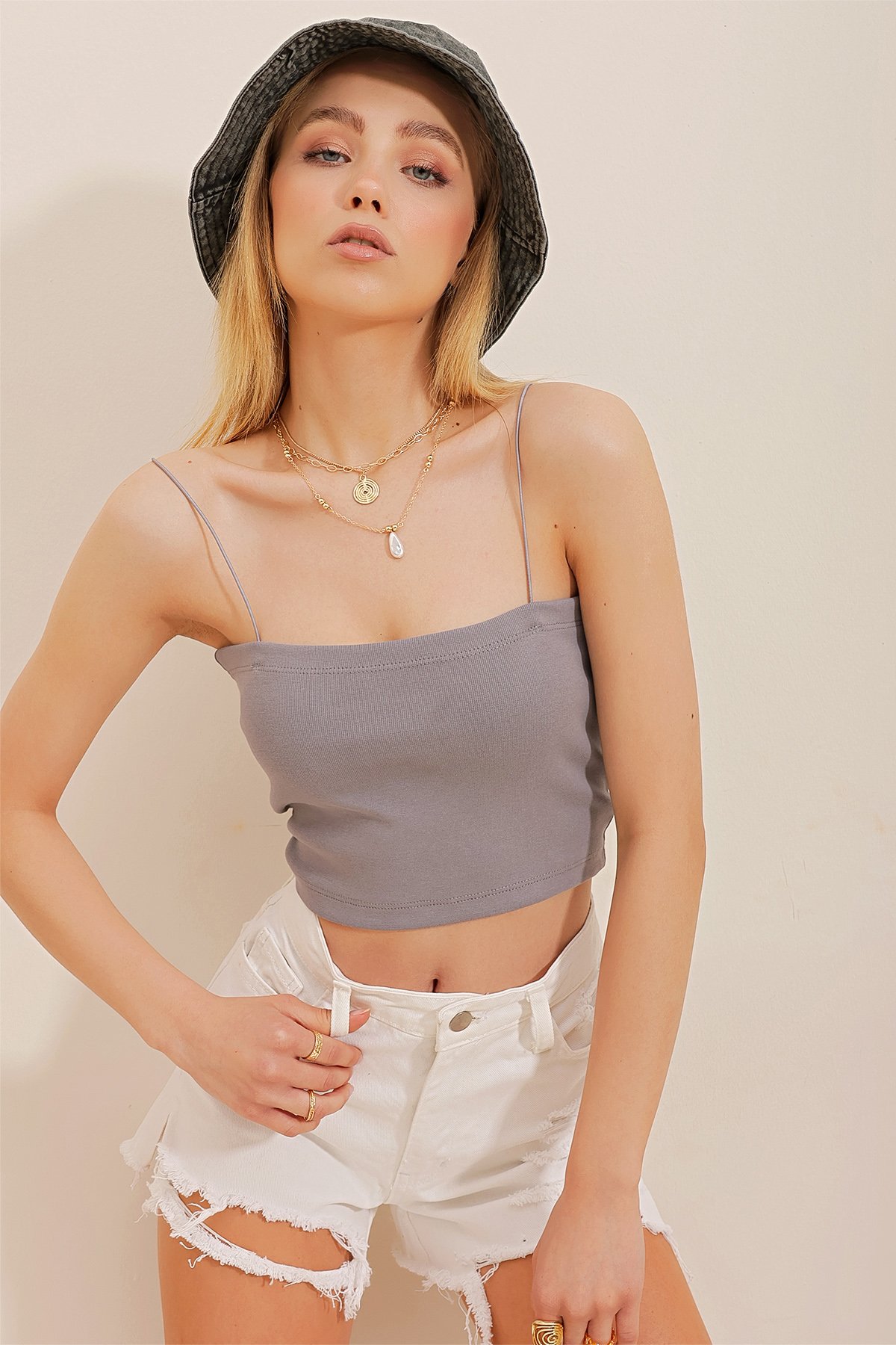 İp Askılı Kaşkorse Bluz - Grimelanj