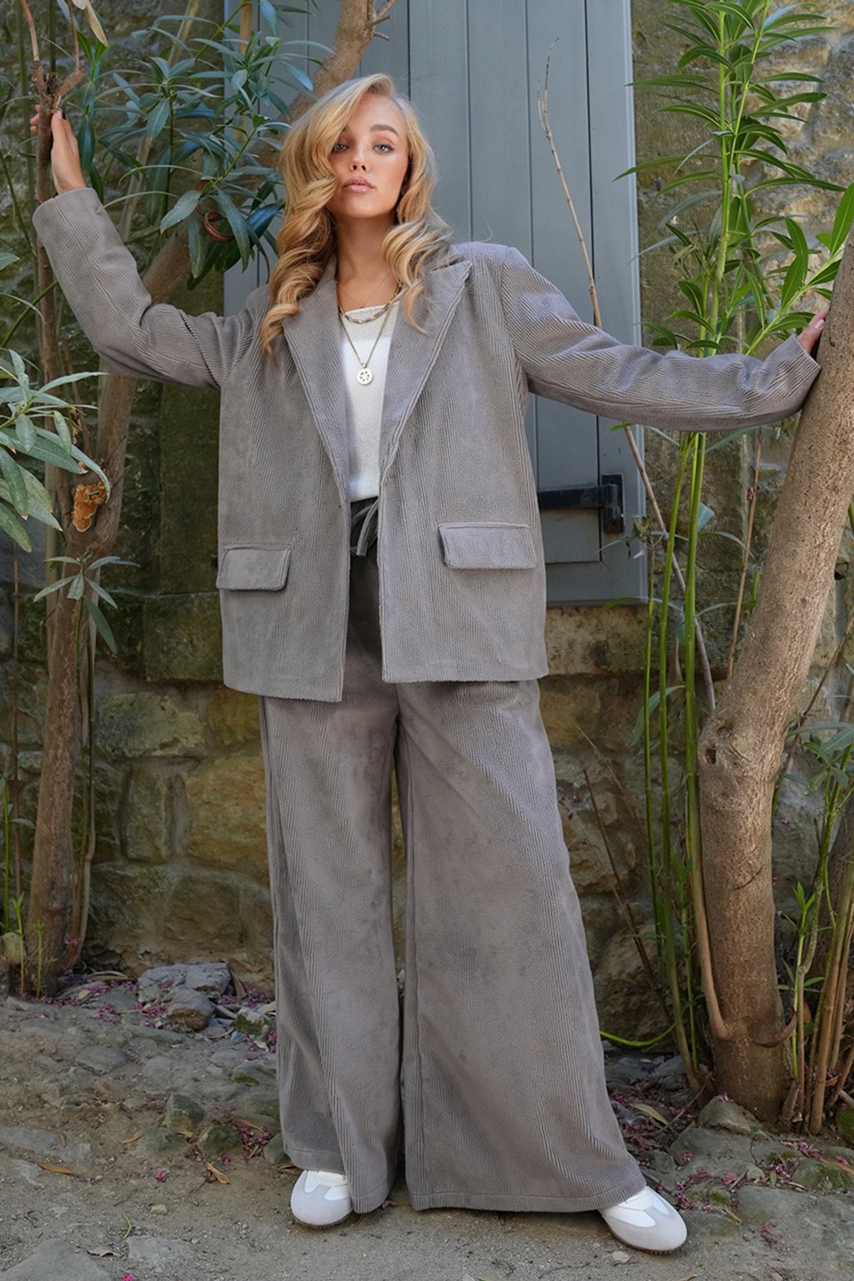 KADİFE İÇİ ASTARLI BLAZER CEKET - GRİ