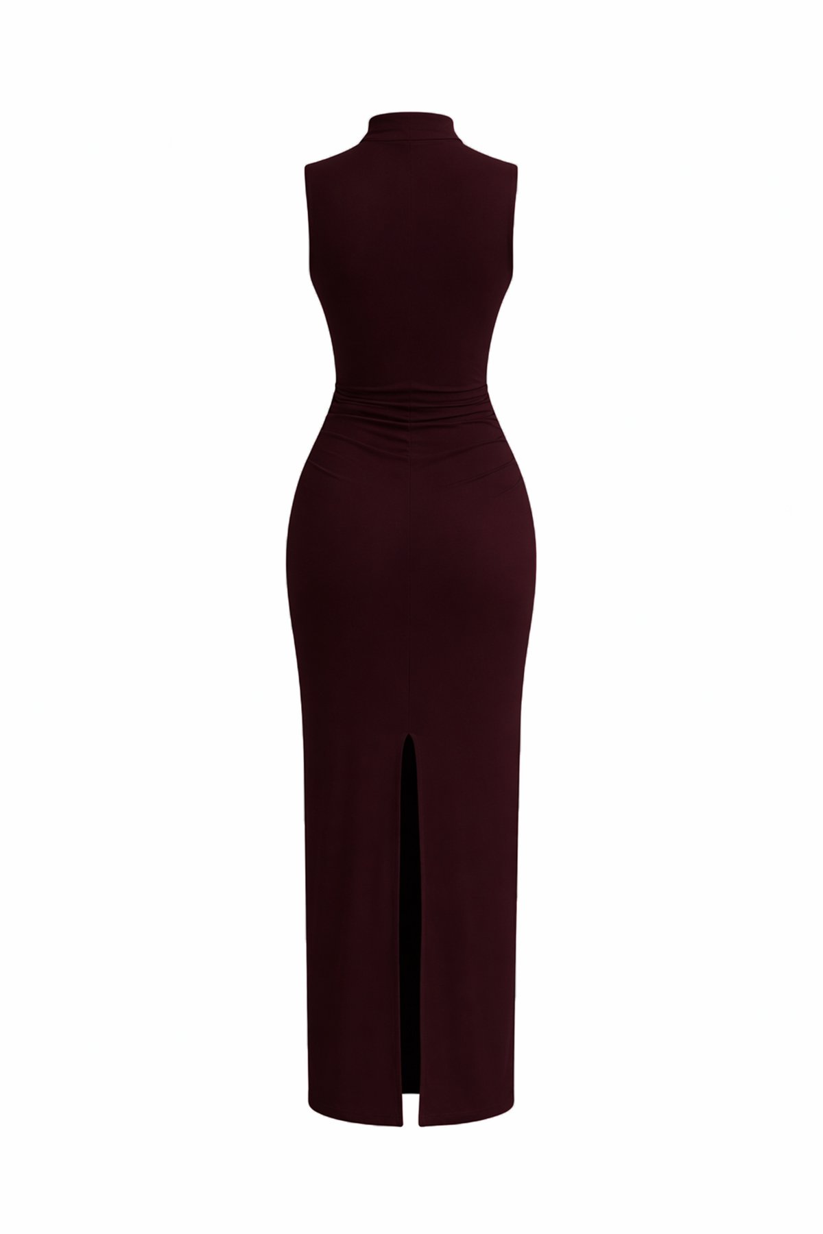 Kadın ACI KAHVE DİK YAKA DRAPE DETAYLI YIRTMAÇLI SANDY ELBİSE ALC-X15244