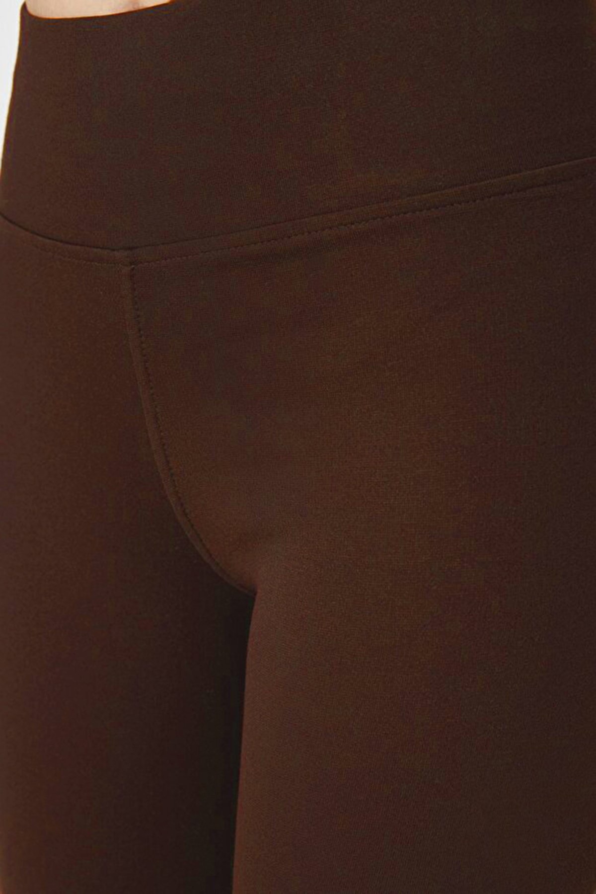 Kadın Acı Kahve Yüksek Bel Geniş Kemerli İçi Şardonlu Tayt Alc-X14832