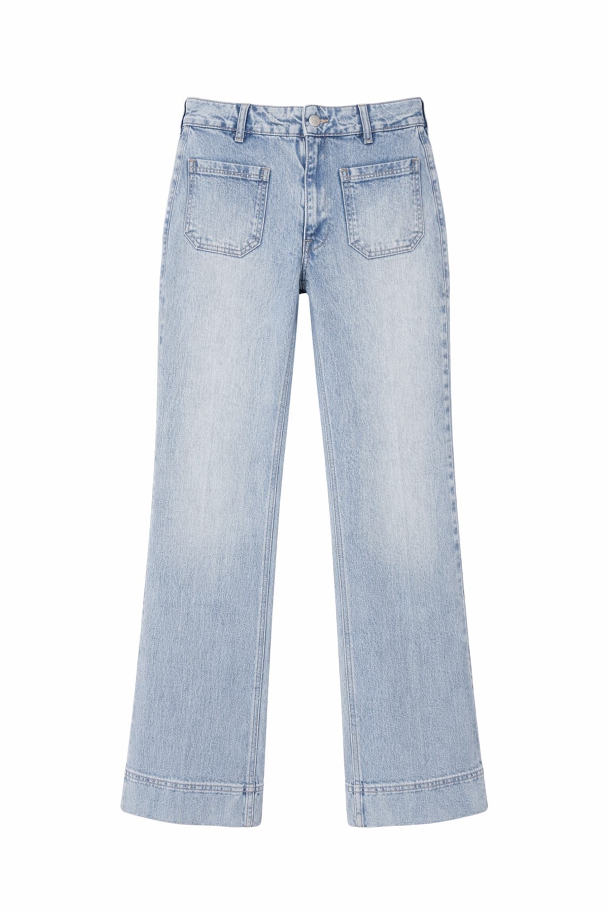 Kadın Açık Mavi Cep Detaylı Katlamalı Paça Yüksek Bel Likralı Jean Pantolon Alc-X15289