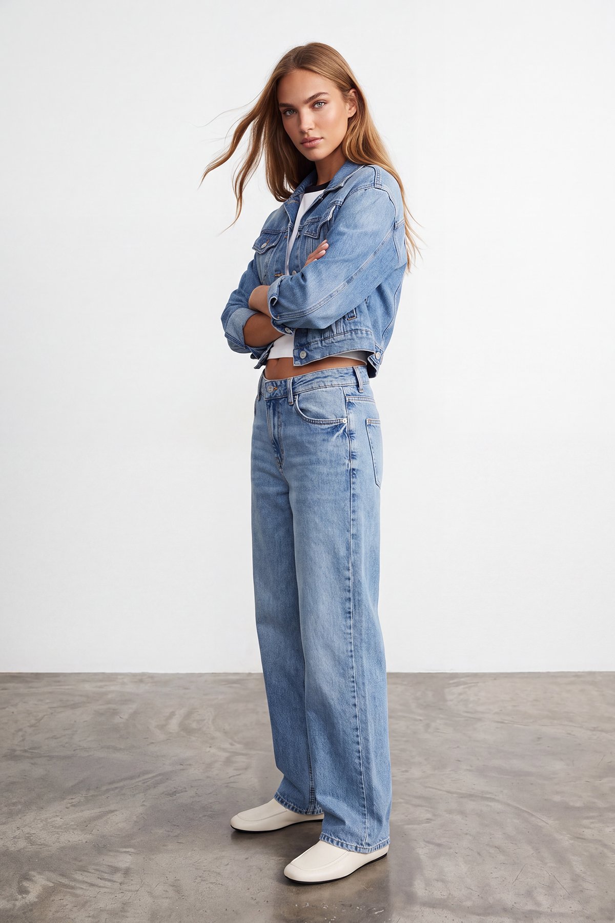 Kadın Açık Mavi Yüksek Bel Wide Leg Jean Alc-X15829