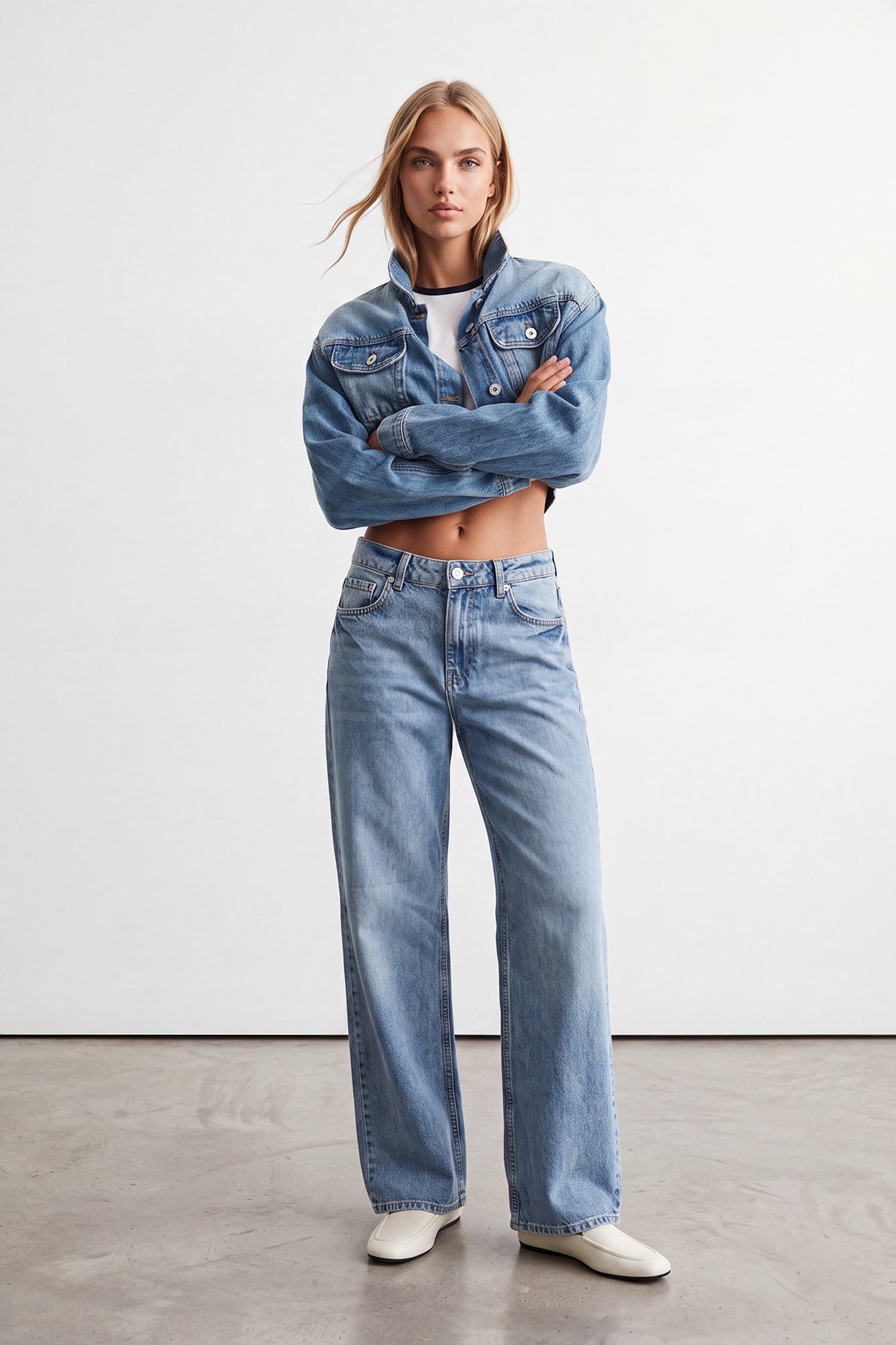 Kadın Açık Mavi Yüksek Bel Wide Leg Jean Alc-X15829
