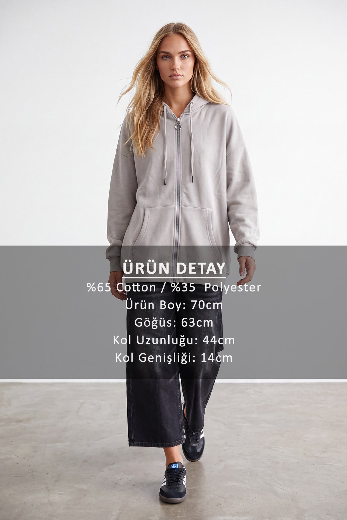 Kadın Bej Üç İplik Şardonlu Oversize Sweatshirt Alc-X15945