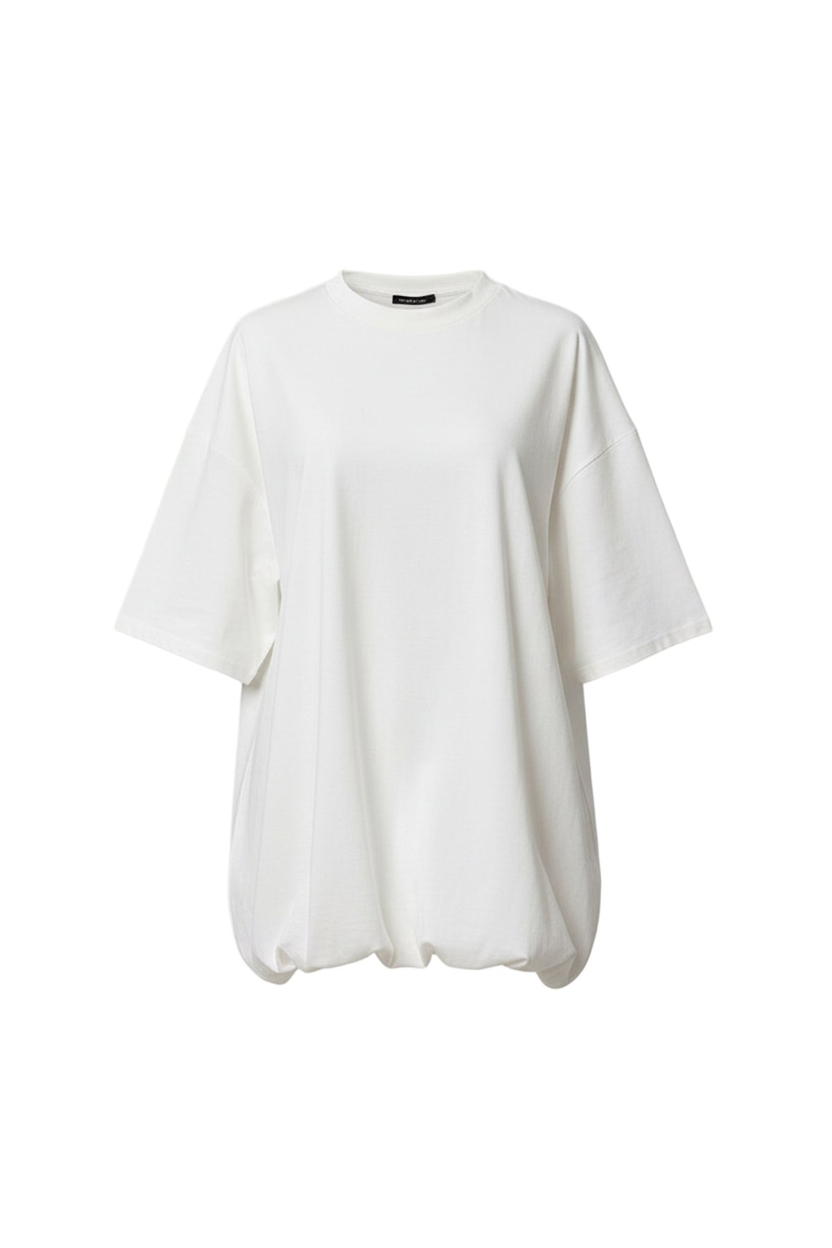 Kadın BEYAZ BALON KESİM BİSİKLET YAKA OVERSİZE T-SHIRT ALC-X15248