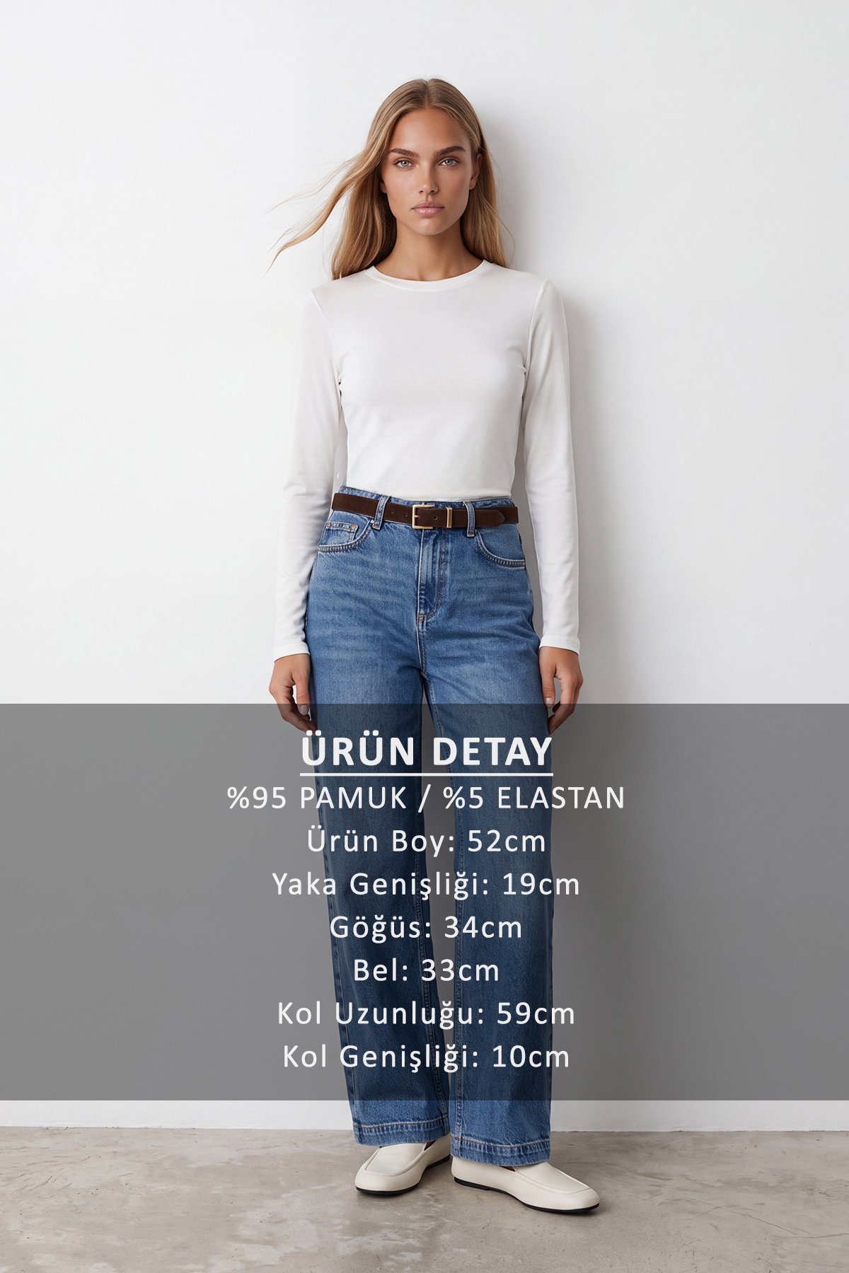 Kadın BEYAZ Bisiklet Yaka Parmak Detaylı Bluz ALC-X15657
