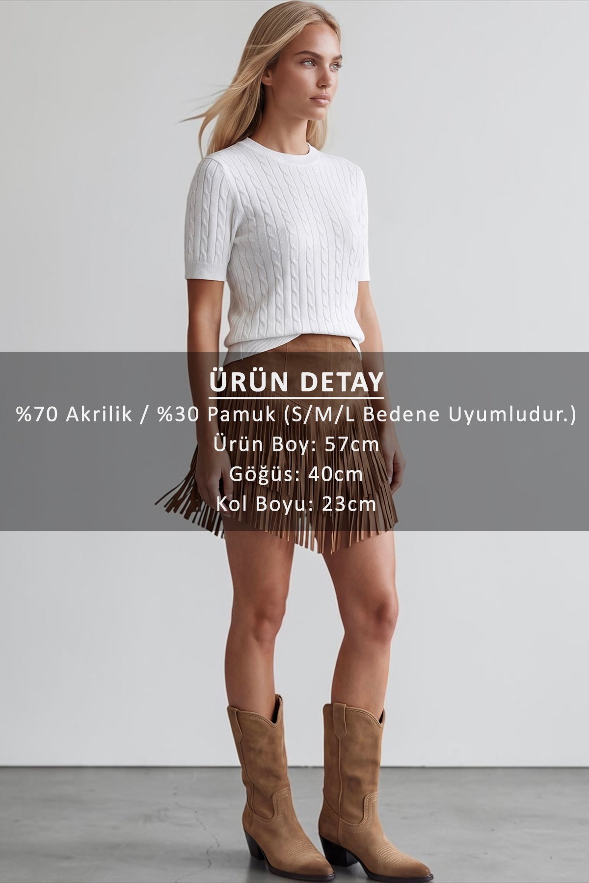 Kadın Beyaz Bisiklet Yaka Yumuşak Dokulu Triko Bluz Alc-X15768